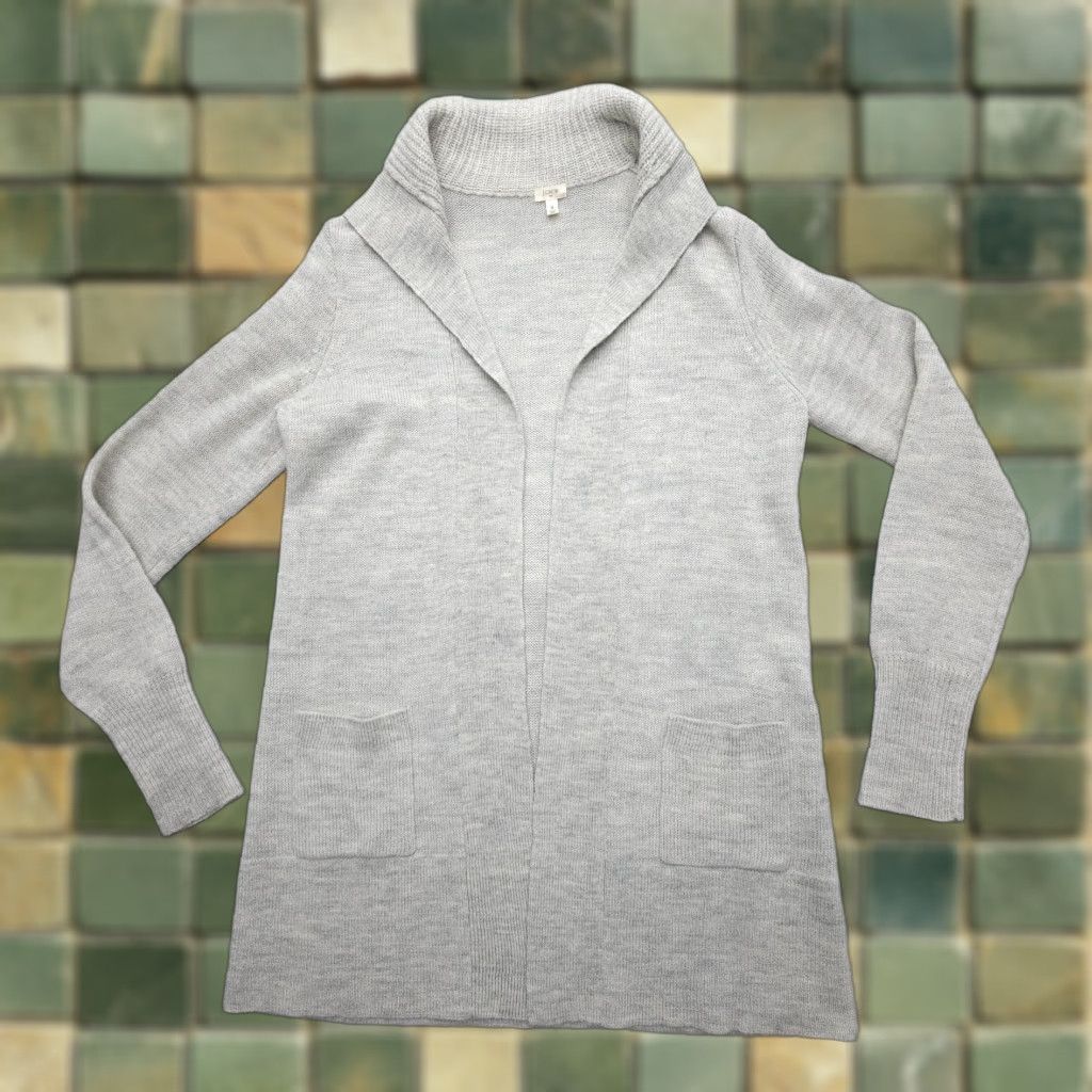 J.Crew J. Crew Cardigan Womens Small Gray Open Pockets Lightweight Knit Wool Alpaca Blend Sweater Winter Light Size S / US 4 / IT 40 - 1 Thumbnail