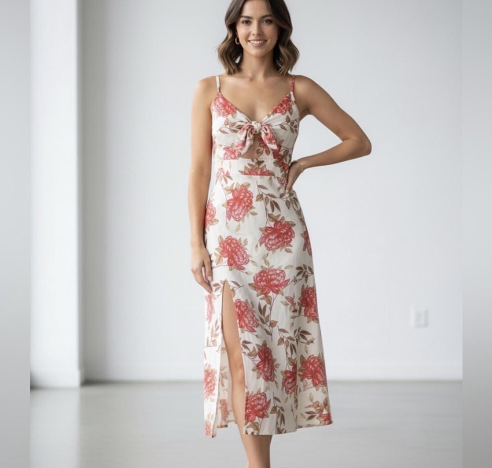 Unknown London Floral Midi Front Tie Slit Romantic Chic M slip dress Size M / US 6-8 / IT 42-44 - 1 Thumbnail