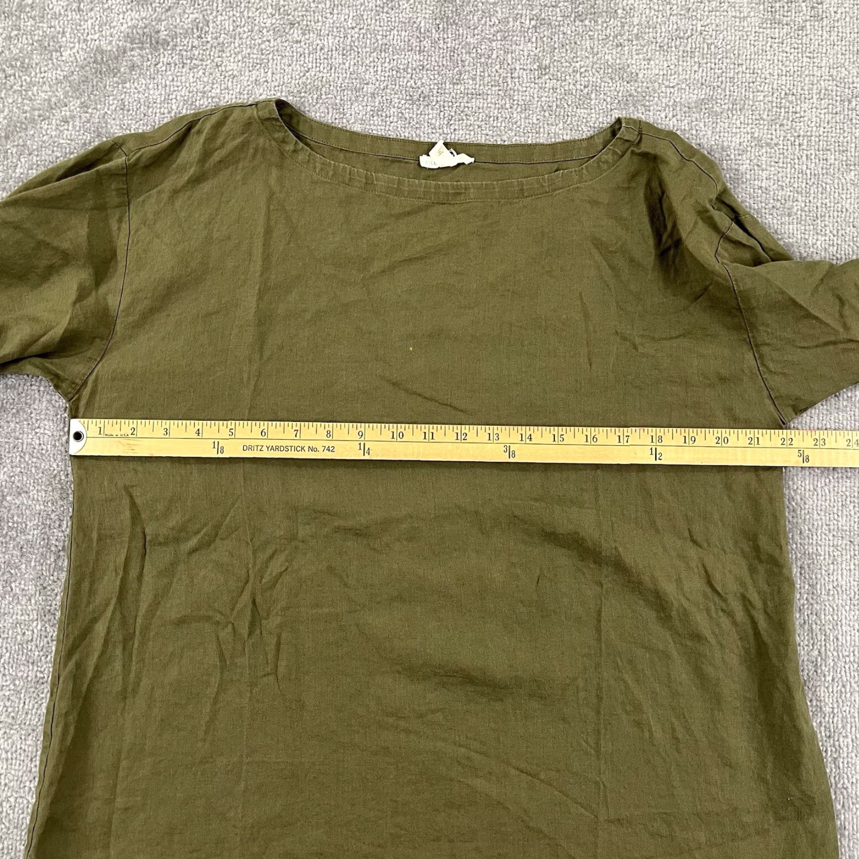 Eileen Fisher Shirt EILEEN FISHER Medium Green 100% Organic Linen Oversized Blouse Top Womens Size M / US 6-8 / IT 42-44 - 5 Thumbnail