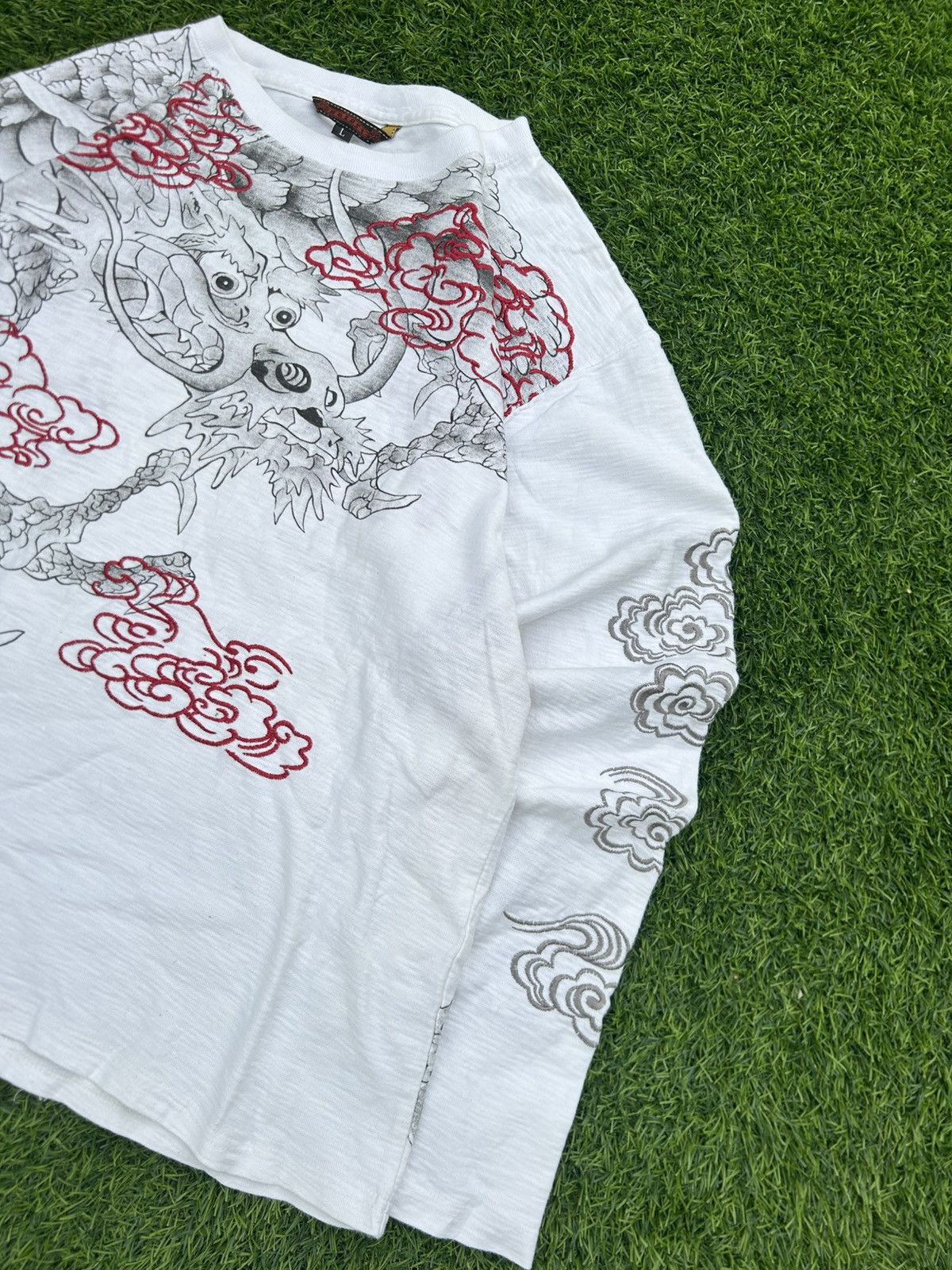 Karakuri Tamashii Satori Japanese Long Sleeve Tee - Dragon & Tiger Embroidery Size US L / EU 52-54 / 3 - 4 Thumbnail