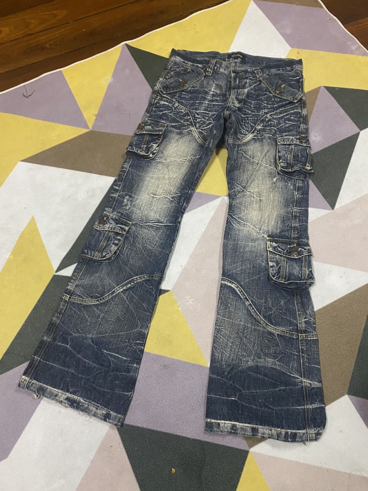 If Six Was Nine Vintage Japanese Brand Topism Tactical Flare Jeans Size US 33 - 19 Thumbnail