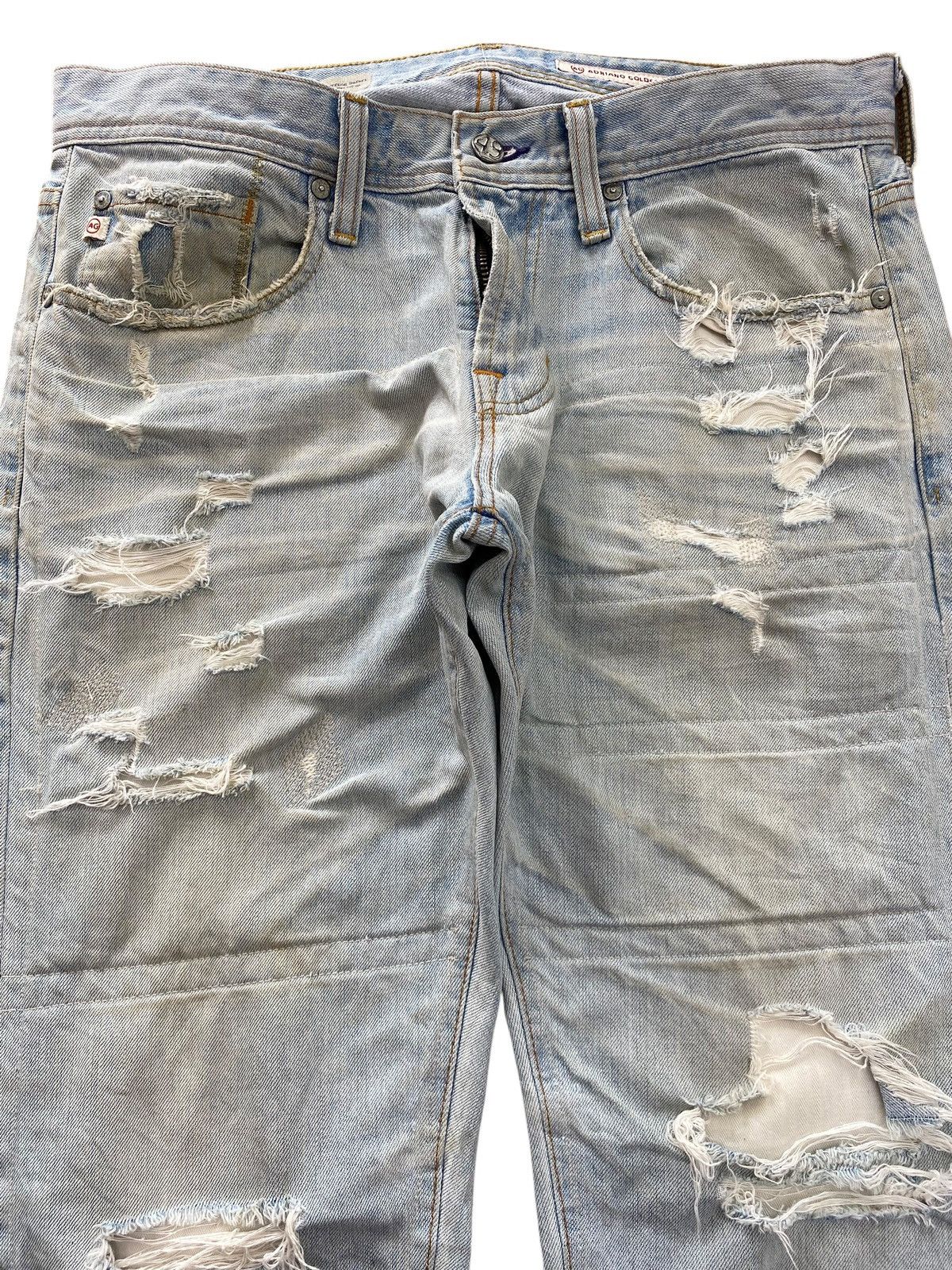 AG Adriano Goldschmied AG Adriano Goldschmies Ripped Distressed Style Straight Jean Size US 33 - 2 Thumbnail