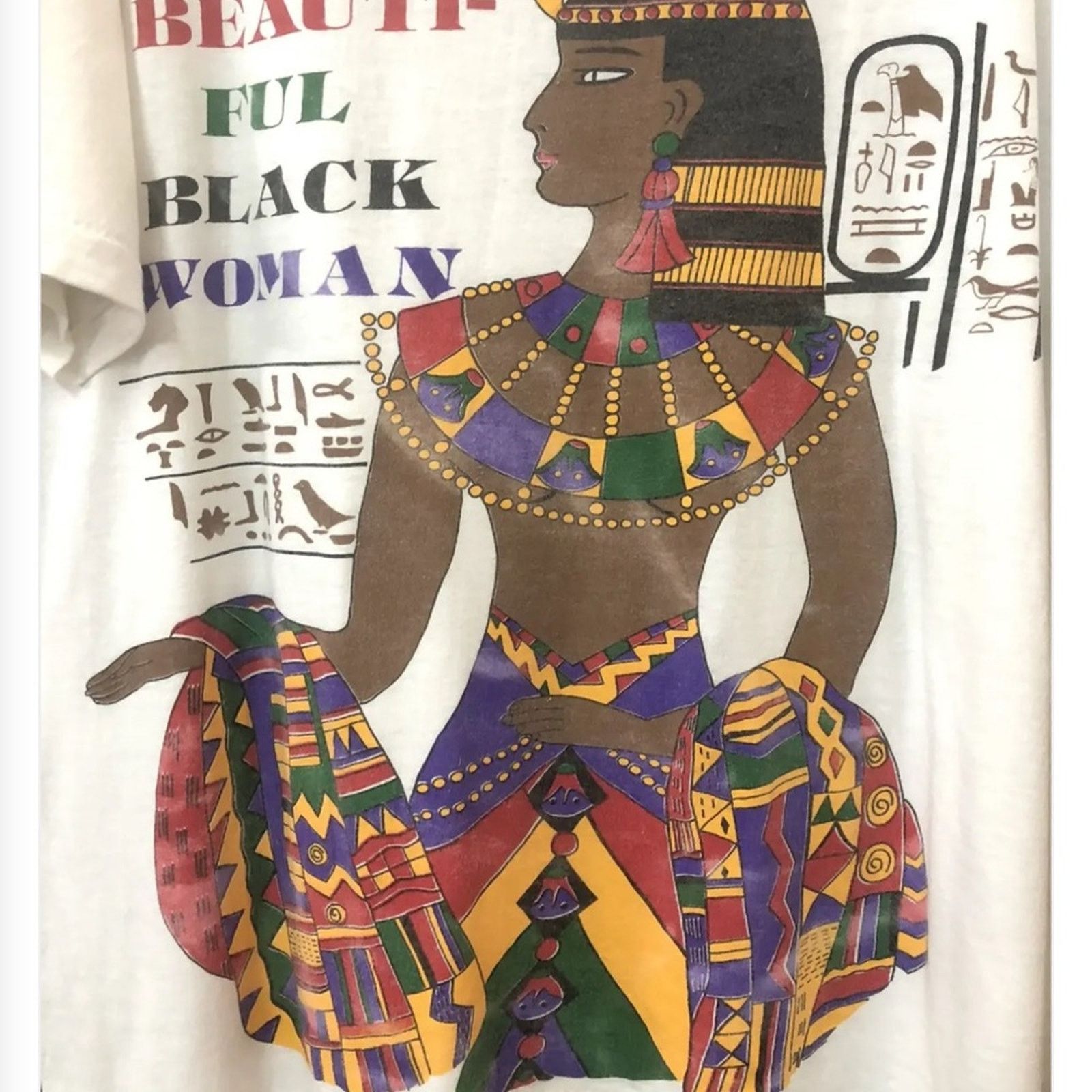 Vintage Rare 90s Vintage Beautiful Black Woman Nefertiti Graphic Tee Size M / US 6-8 / IT 42-44 - 10 Thumbnail