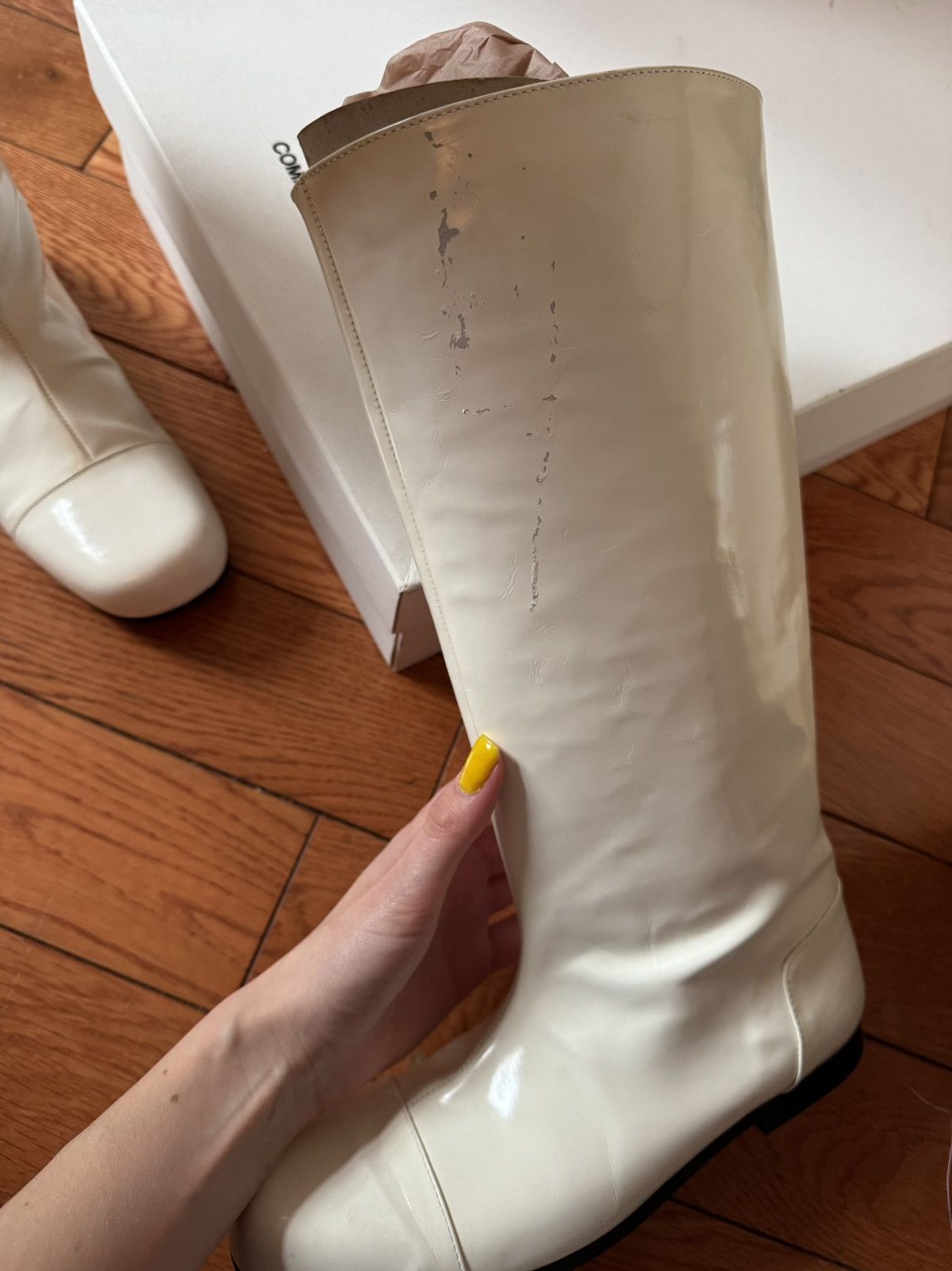Comme des Garcons ARCHIVAL FW99 Comme des Garçons Square Toe Patent Boots Size US 6 / IT 36 - 8 Thumbnail