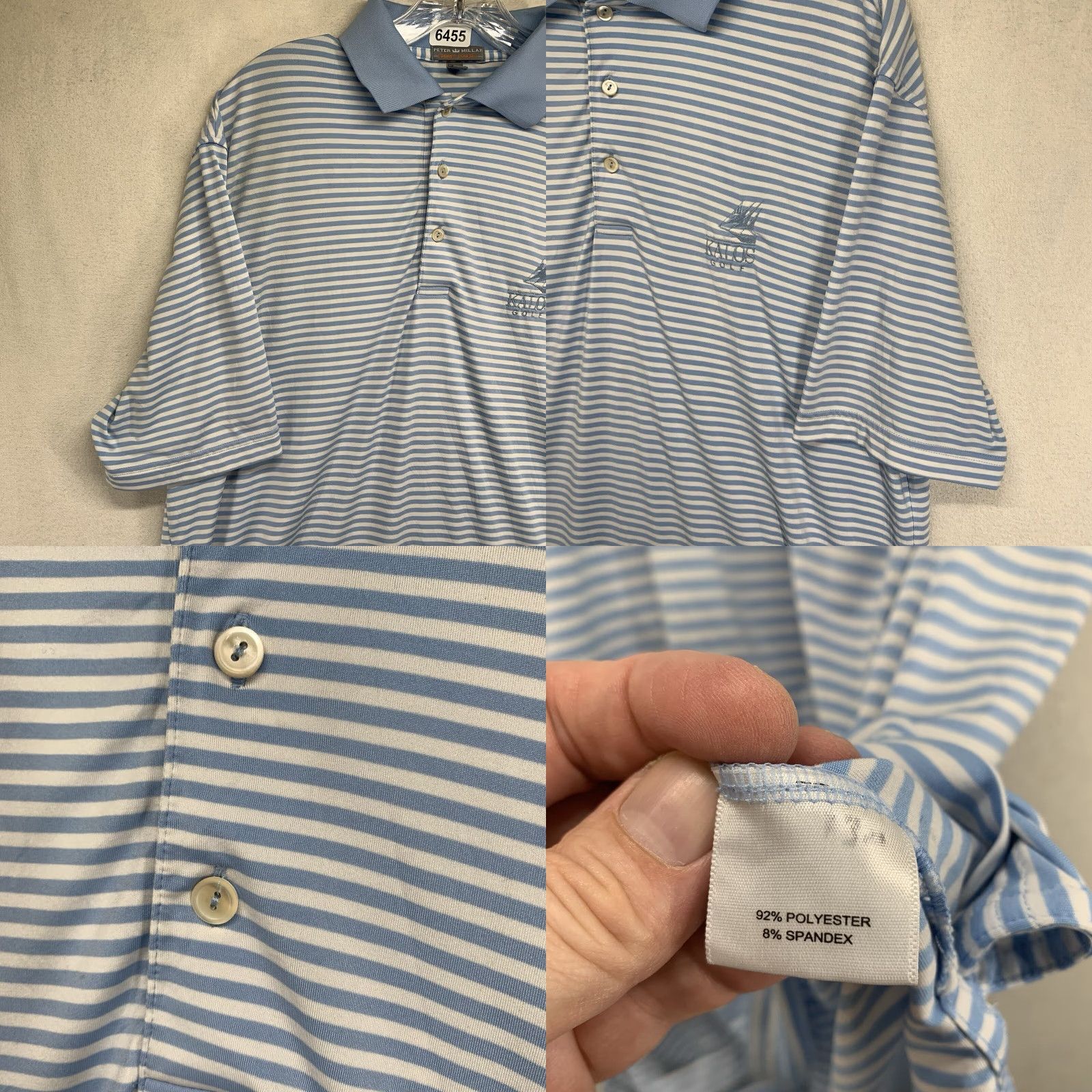 Peter Millar Peter Millar Polo Shirt M Striped Blue Summer Comfort Golf Button Collar Short Sleeve Mens Size US M / EU 48-50 / 2 - 8 Thumbnail