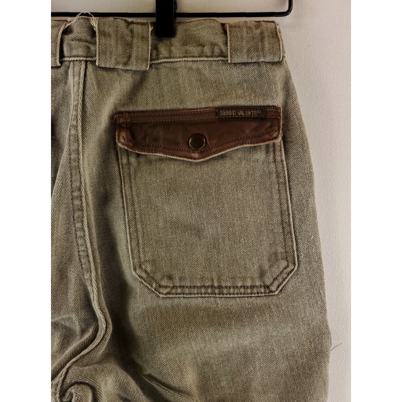 Vintage VINTAGE Sergio Valente Cargo Jeans Drab Green Mens 32 Inseam 34 Straight 32 x 33 Actual Brown Jeans Mens Size US 32 / EU 48 - 7 Thumbnail