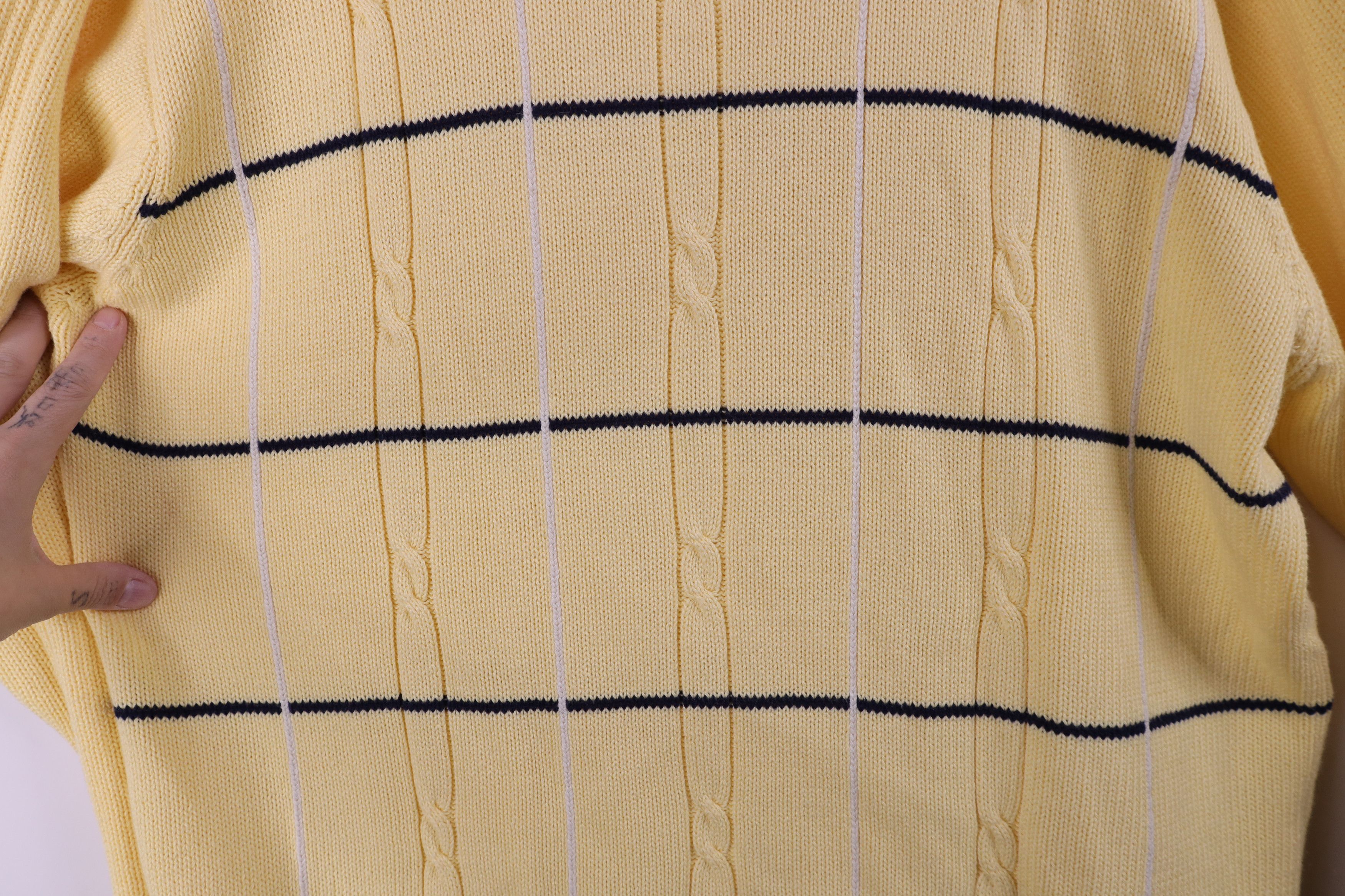Vintage Vintage 90s Streetwear Ribbed Cable Knit Sweater Yellow Size US L / EU 52-54 / 3 - 8 Thumbnail