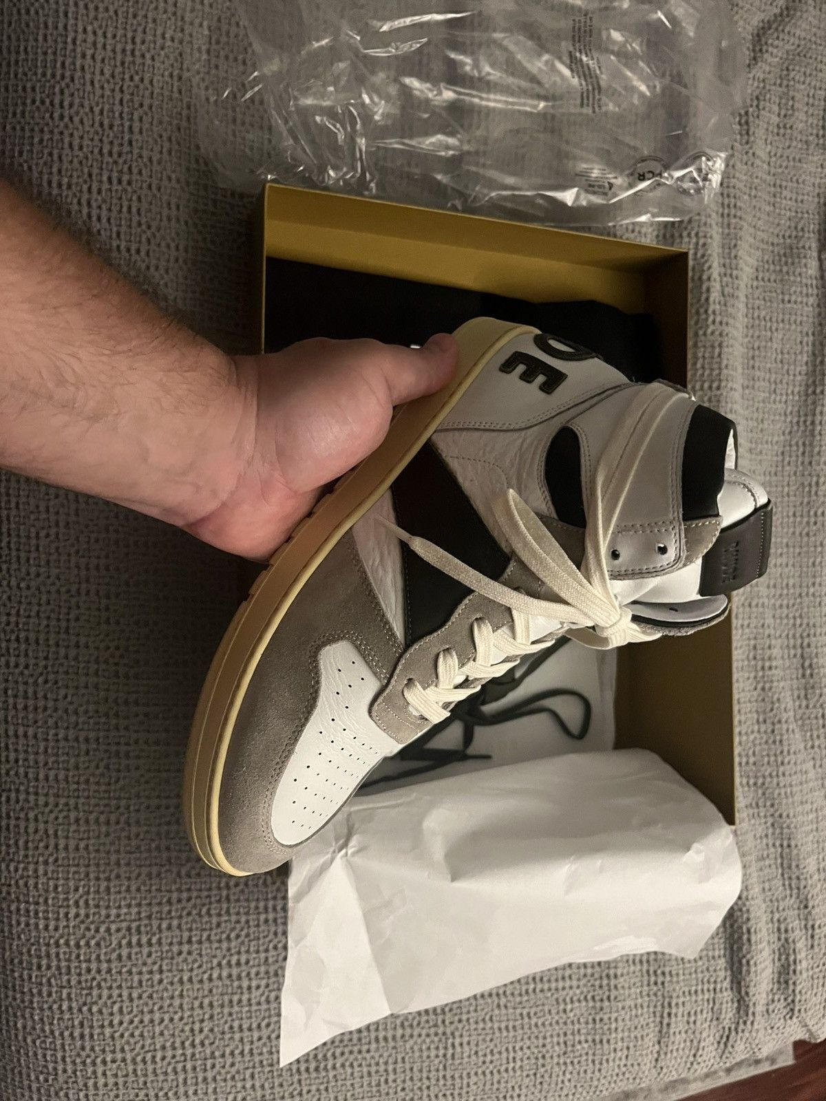 Rhude Rhecess Hi-Top Sneakers in Olive/Cream/White (Sz 10) Size US 10 / EU 43 - 9 Thumbnail