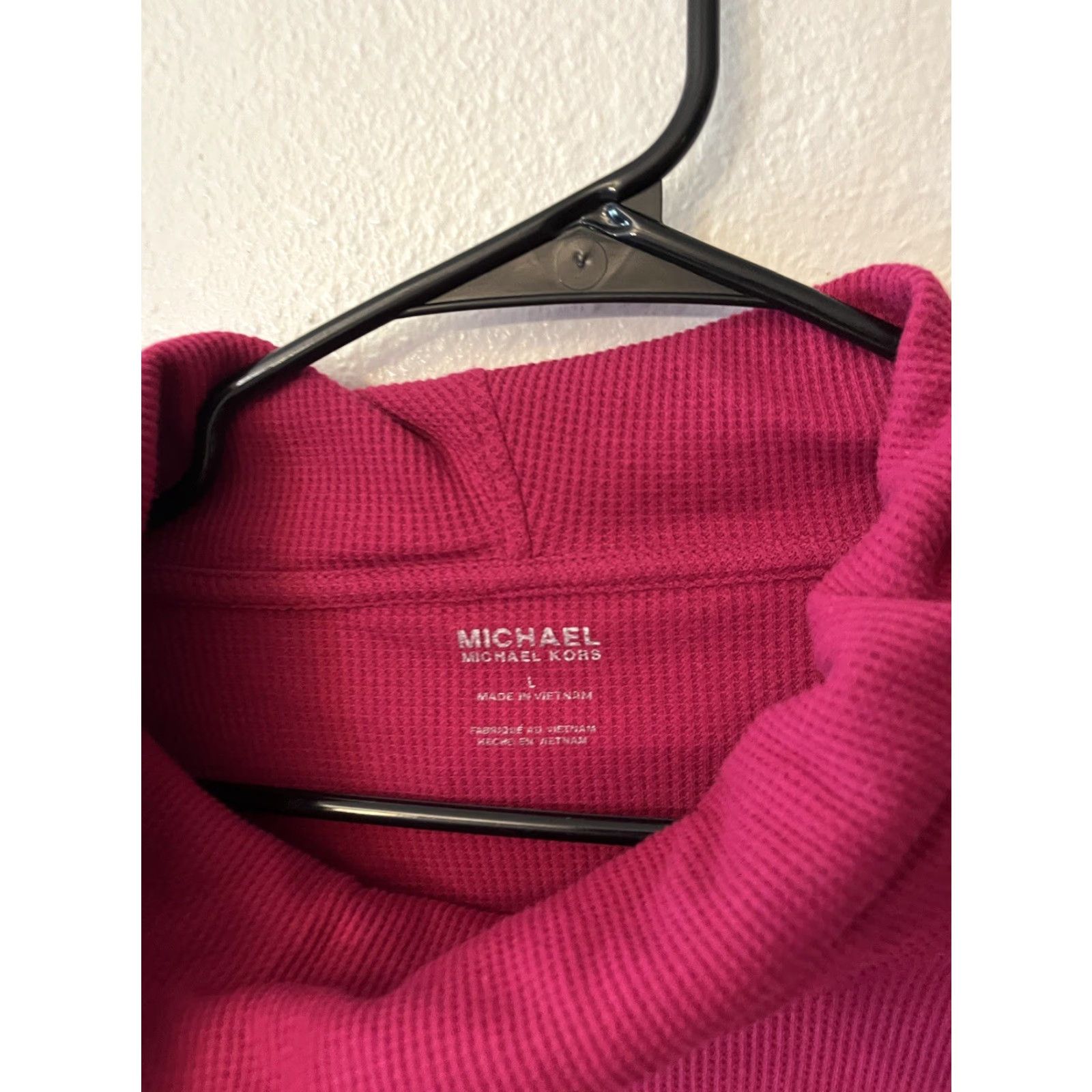 Michael Kors VINTAGE Michael Kors Womens Sweater Pullover Long Sleeve Cowl Neck Waffle-Knit Logo Pink Large Women's Size L / US 10 / IT 46 - 3 Thumbnail