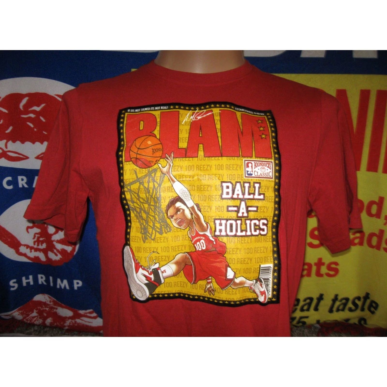 Vintage THE BOONDOCKS t Shirt Men's Large slim Animated TV BALL-A-HOLICS Blam Basketball Size US L / EU 52-54 / 3 - 2 Thumbnail