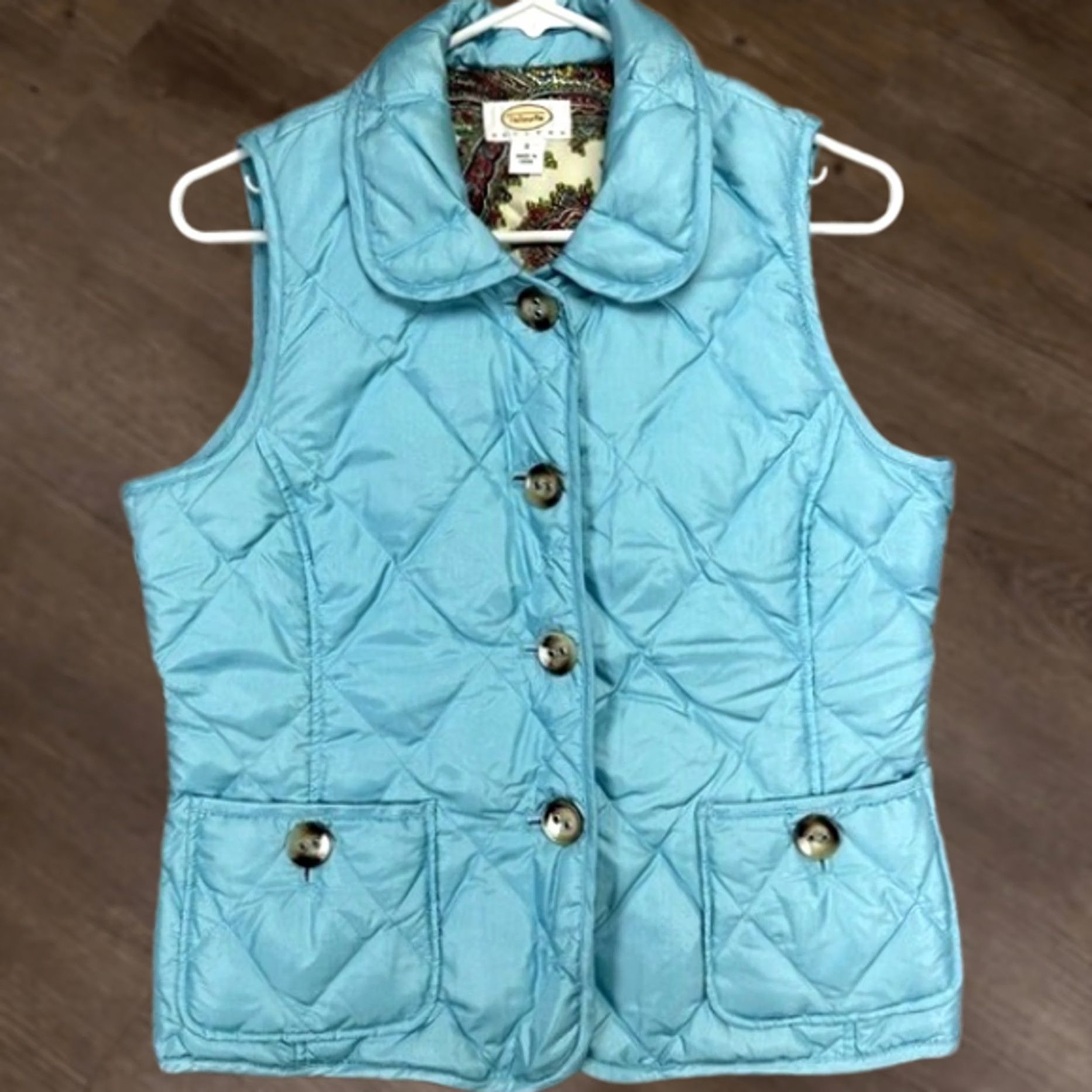 Talbots Talbots Puffer Vest Womens Small Petite Teal Nylon Blend Button Up Vest Polyester Lining Outdoor Casual Winter Women Button Pockets Size S / US 4 / IT 40 - 1 Thumbnail