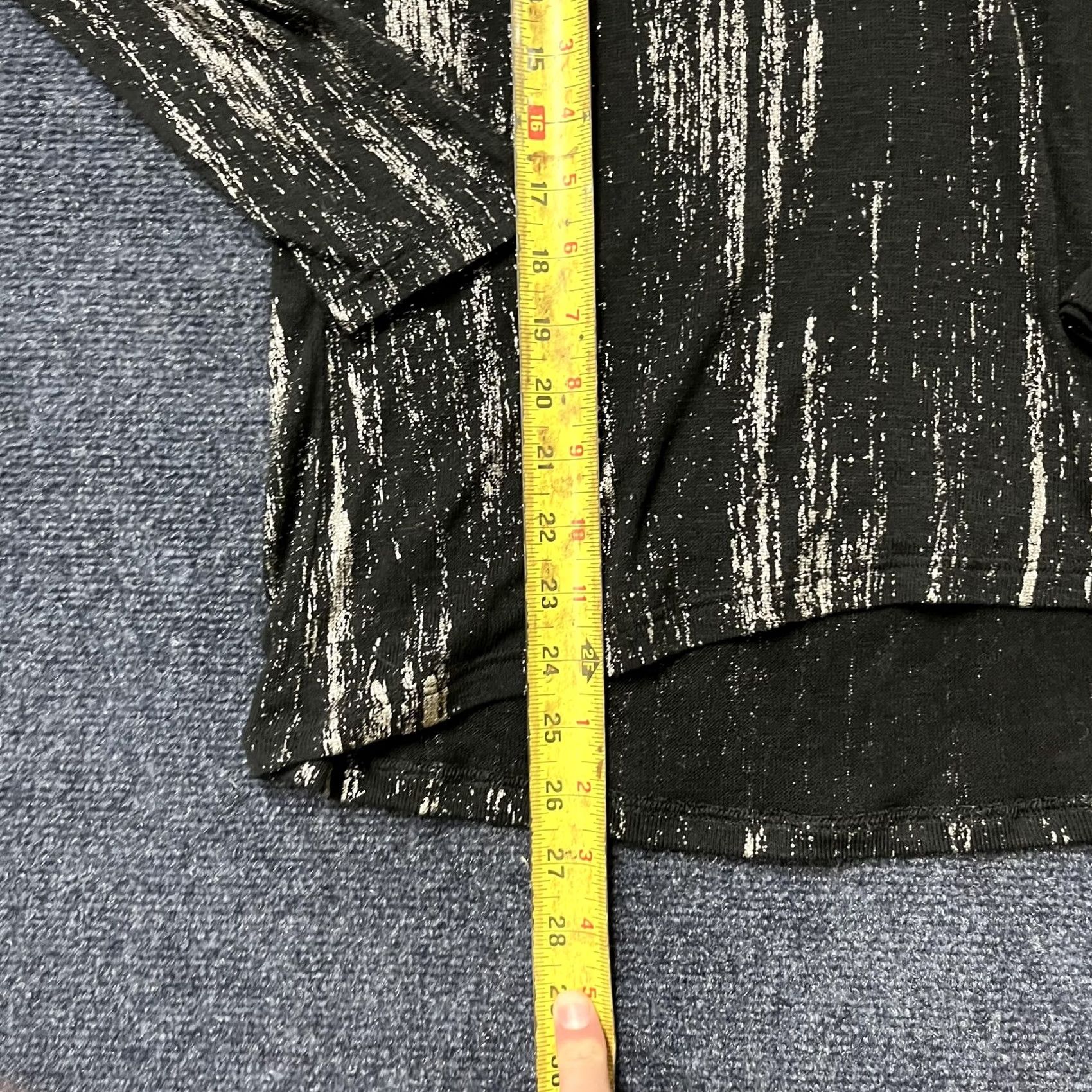 Vintage Rock & Republic Shirt Womens XL Black Metallic Abstract Stripe High Low Hem Top Size XL / US 12-14 / IT 48-50 - 4 Thumbnail