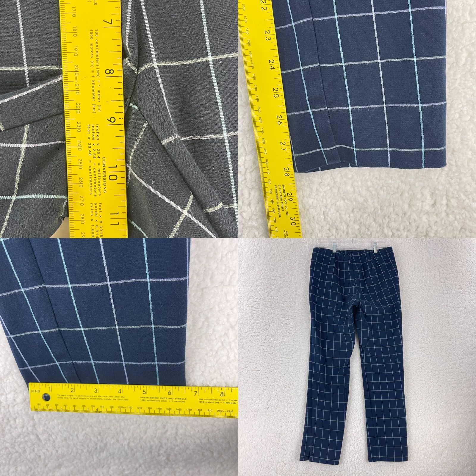 J. Jill J. Jill Blue Plaid Essential Cotton-Stretch Straight Pant Womens Mid-Rise Size 4 Size 27" / US 4 / IT 40 - 8 Thumbnail