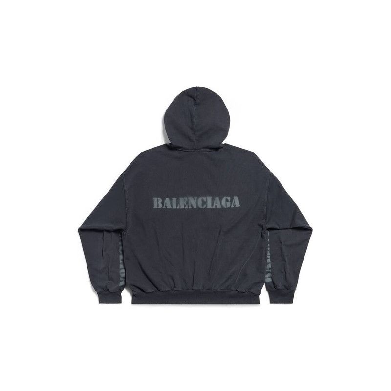Balenciaga o1bcso1str0226 Stencil Type Hoodie Medium Fit In Black Size US M / EU 48-50 / 2 - 6 Thumbnail