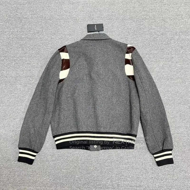 Yves Saint Laurent YSL Gray Cotton Striped Logo Women's Jacket . Size S / US 4 / IT 40 - 2 Thumbnail