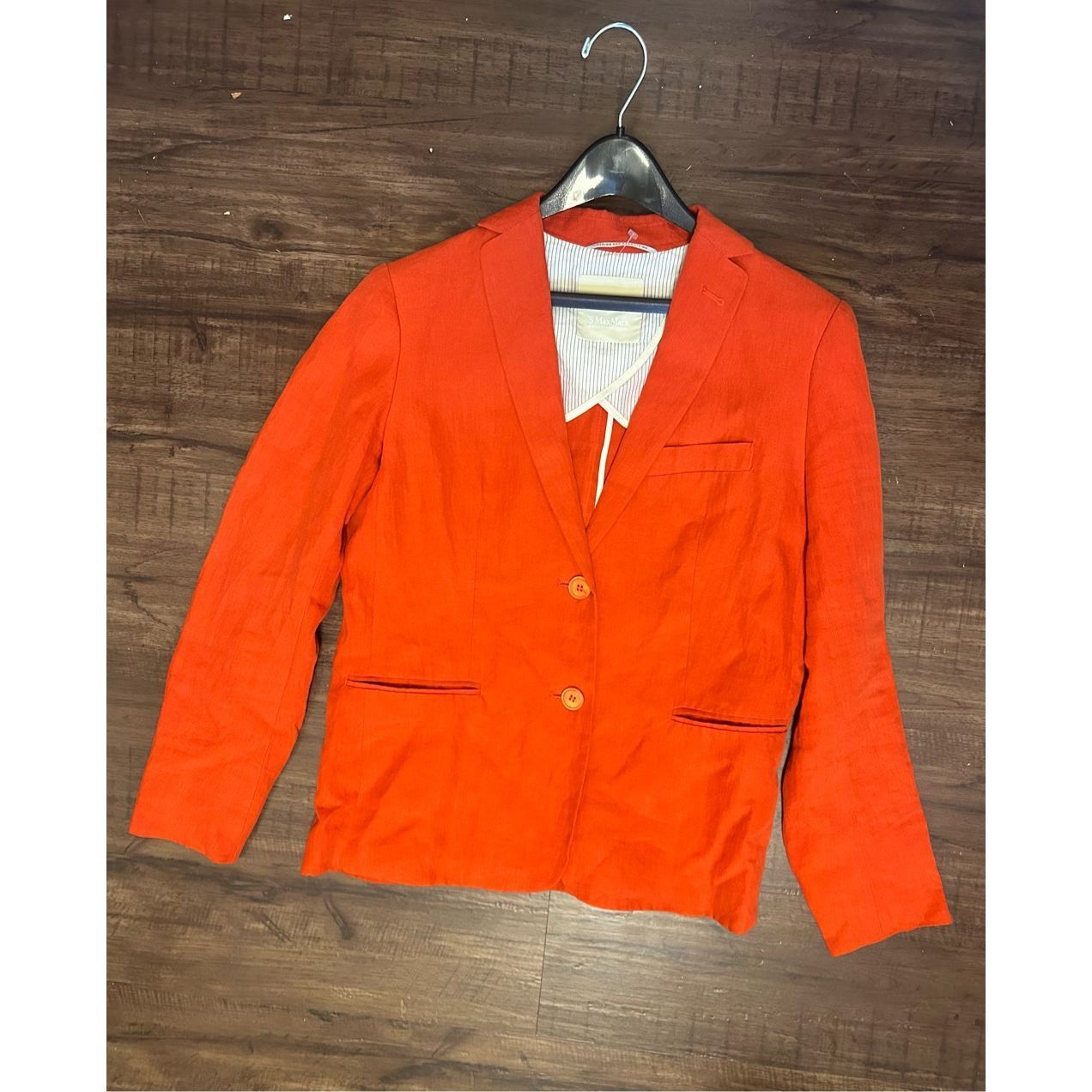 Max Mara Max Mara Linen Button Coral Orange Button Shell Blazer, *Siz Size M / US 6-8 / IT 42-44 - 2 Thumbnail