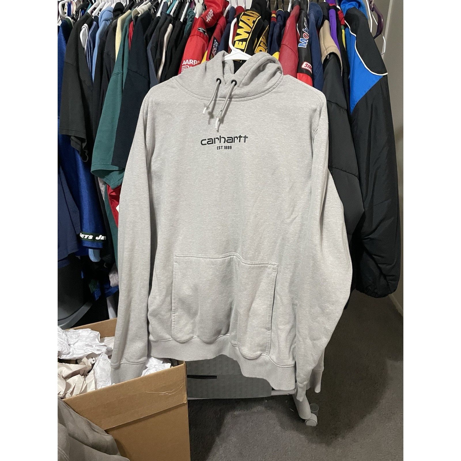 Carhartt Size L-Carhartt Force Hoodie Grey Relaxed Fit Workwear Size US L / EU 52-54 / 3 - 1 Thumbnail