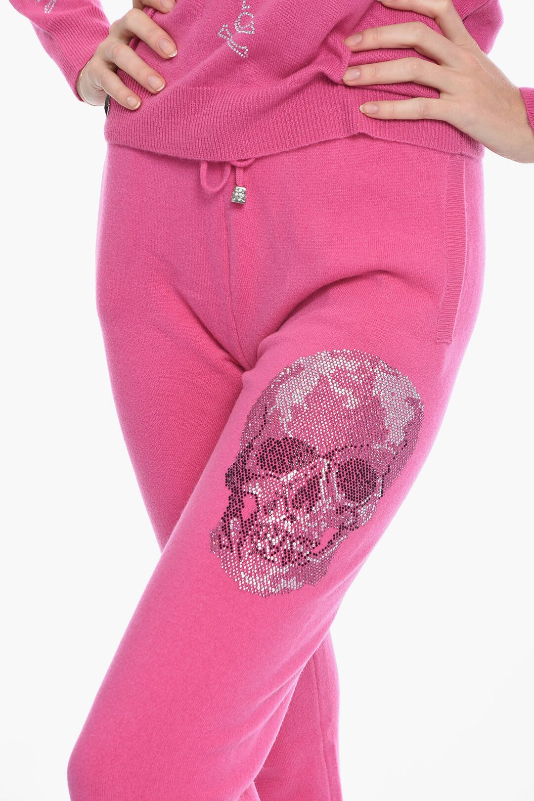 og1mm0824 Skull Joggers With Rhinestone in Pink