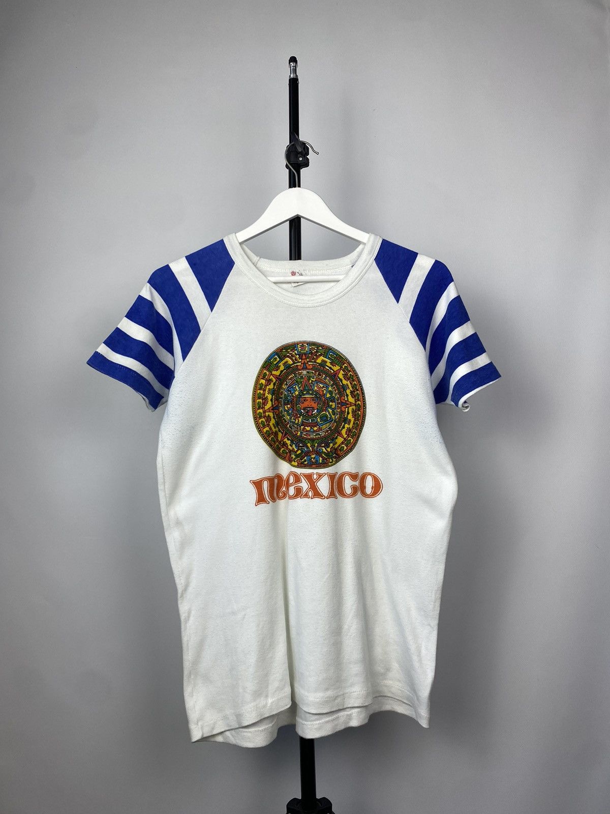 Band Tees × Vintage Vintage 80-90s Aztec ART Mexico single stitch T-Shirt Size US S / EU 44-46 / 1 - 1 Thumbnail