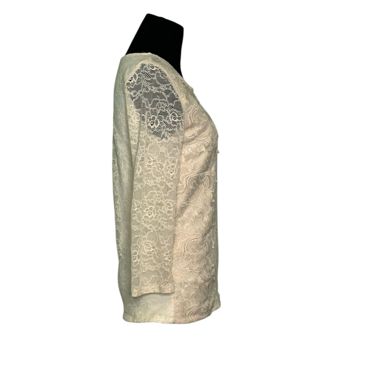 Anthropologie Sunday in Brooklyn cream lace 3/4 sleeves blouse size XS Size XS / US 0-2 / IT 36-38 - 12 Thumbnail