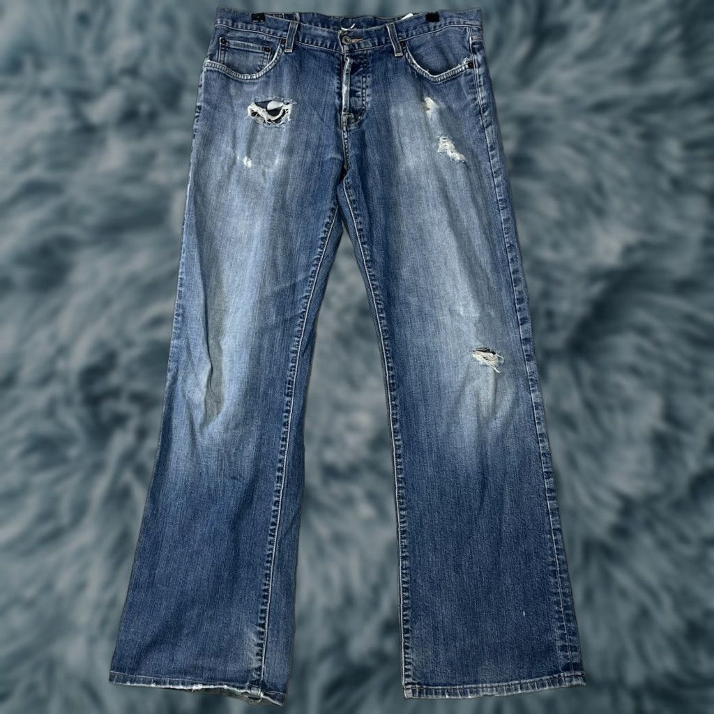 Lucky Brand Lucky Brand Jeans Men's Blue Denim Straight 34x32 Stretch 5-Pocket Distressed N/A Size US 34 / EU 50 - 1 Thumbnail