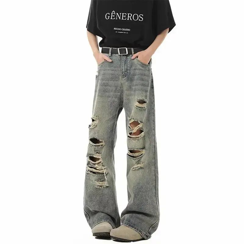 Japanese Brand Retro micro flared loose ripped jeans Size US 32 / EU 48 - 6 Thumbnail