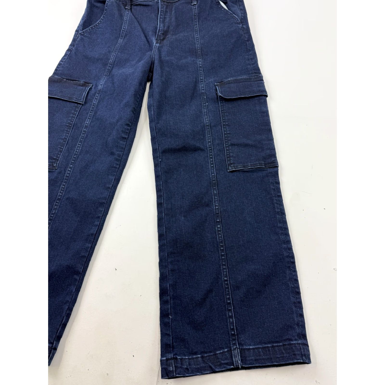 Vintage Driftwood Jeans Womens 32 Dark Wash Blue Wide Leg Relaxed Cargo Stretch Denim Size 24" / US 00 / IT 34 - 3 Thumbnail