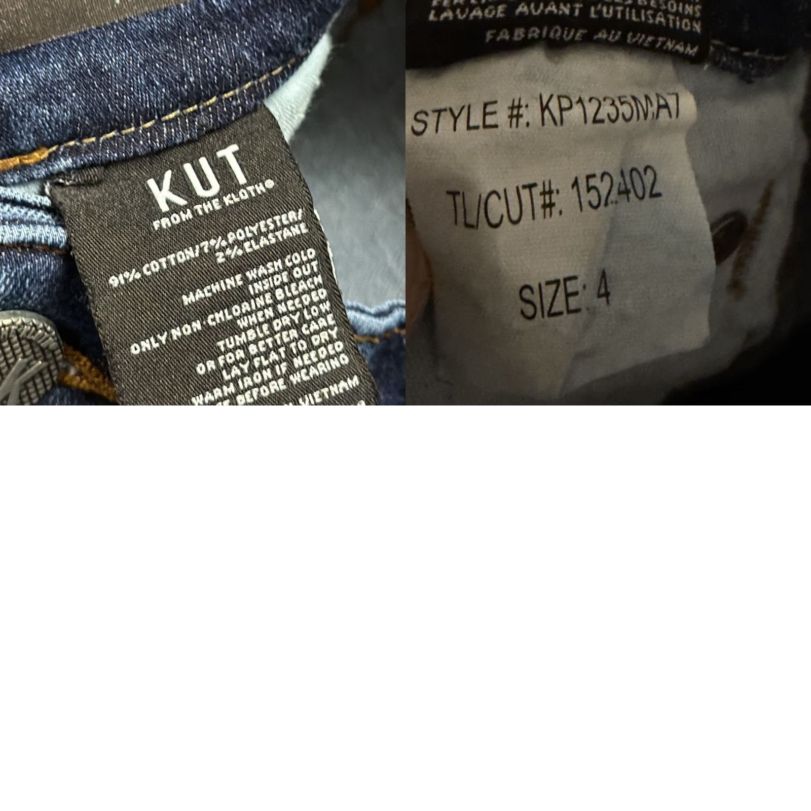 Vintage KUT Jeans Womens Bootcut High Rise Dark Wash Denim Stretch 4 Natalie AB 25x30 Size 27" / US 4 / IT 40 - 9 Thumbnail