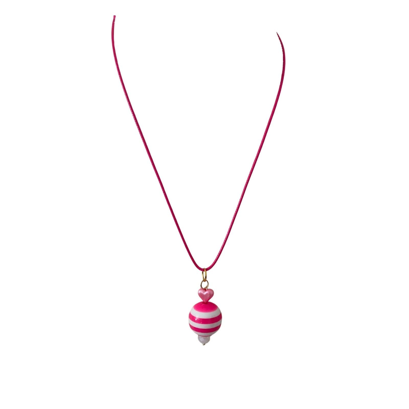 Handmade pink and white pendant necklace Size ONE SIZE - 1 Thumbnail