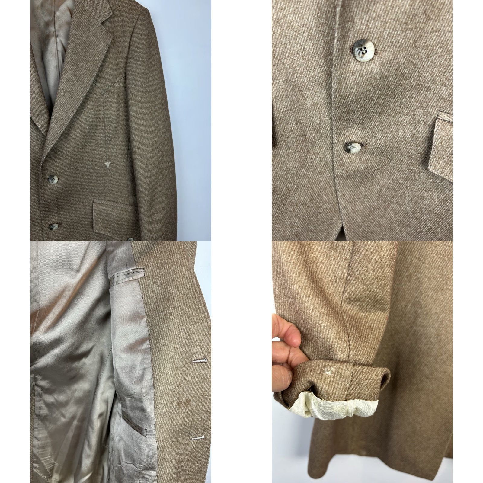 Vintage VINTAGE Western Blazer Sport Coat Mens S Beige Tweed Jacket Rodeo Read" Size 36R - 8 Thumbnail