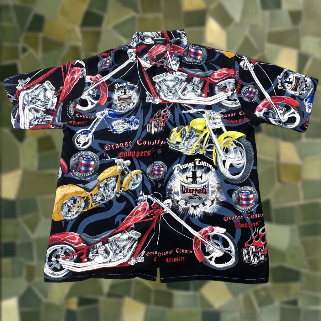 ALOHAS VINTAGE Orange County Choppers Shirt Mens Large Black Aloha Motorcycle 00s Size US L / EU 52-54 / 3 - 1 Thumbnail
