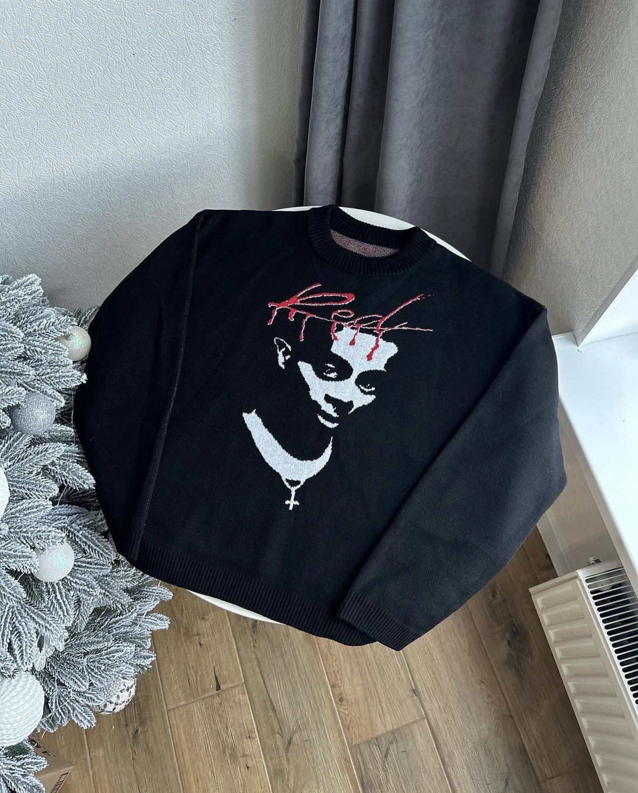 image of Opium Sweater With Playboi Carti Humor Wlr in Black, Men's (Size Large)