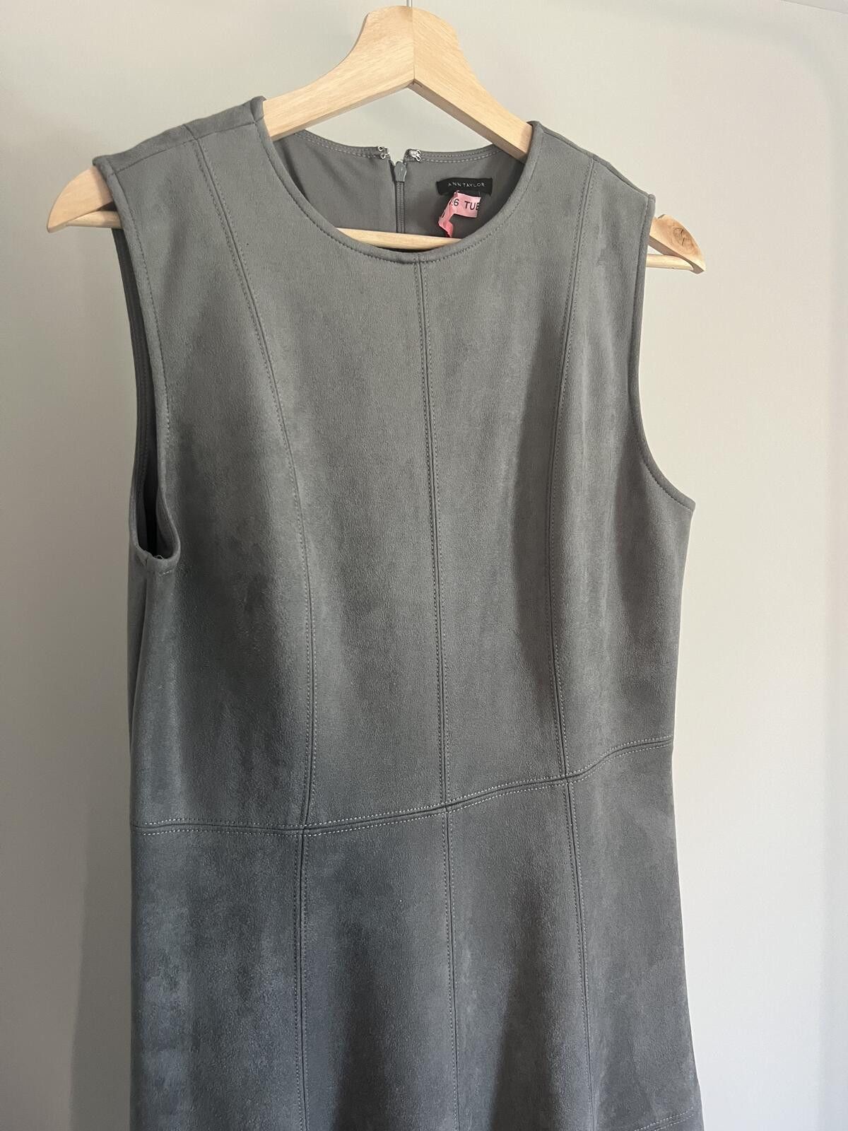 Ann Taylor Ann Taylor Gray Faux Suede Fit & Flare Midi Dress - Size 10 Size L / US 10 / IT 46 - 5 Thumbnail