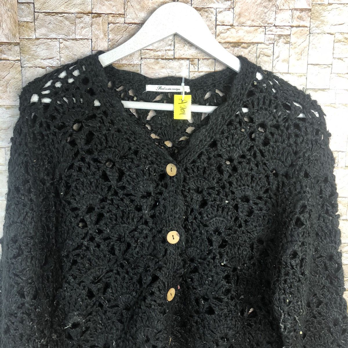 Handmade × Homespun Knitwear × Japanese Brand DL Pual CeCin Raciqn crochet meshnet Cardigan Knitwear #A201 Size M / US 6-8 / IT 42-44 - 5 Thumbnail