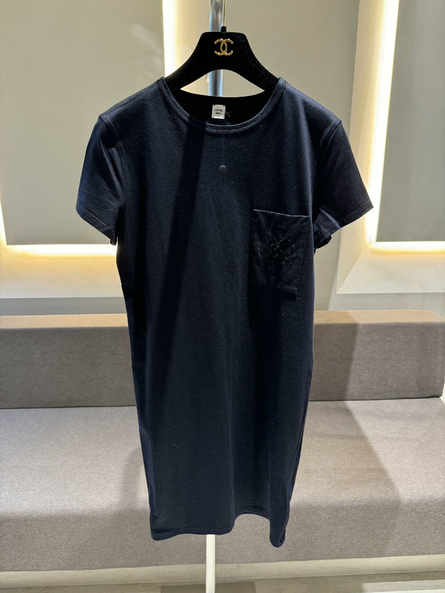 Hermes Hermes Blue Black Embroidered Dress Size US 34 / EU 50 - 1 Thumbnail