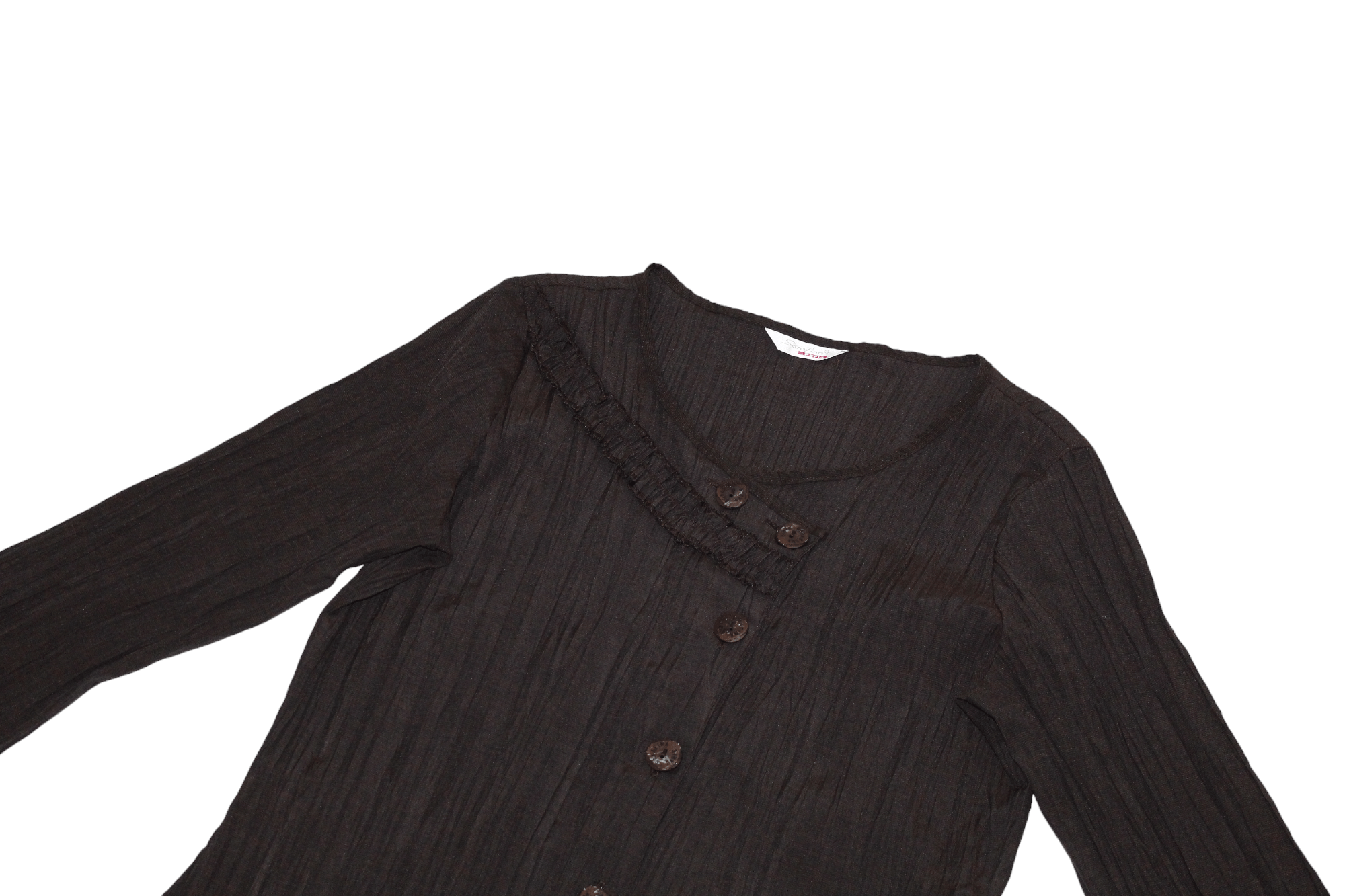 Beauty Beast 🔥 Sarafina Paris Plisse Crinkle Viscose Asymmetric Cardigan Size L / US 10 / IT 46 - 5 Thumbnail