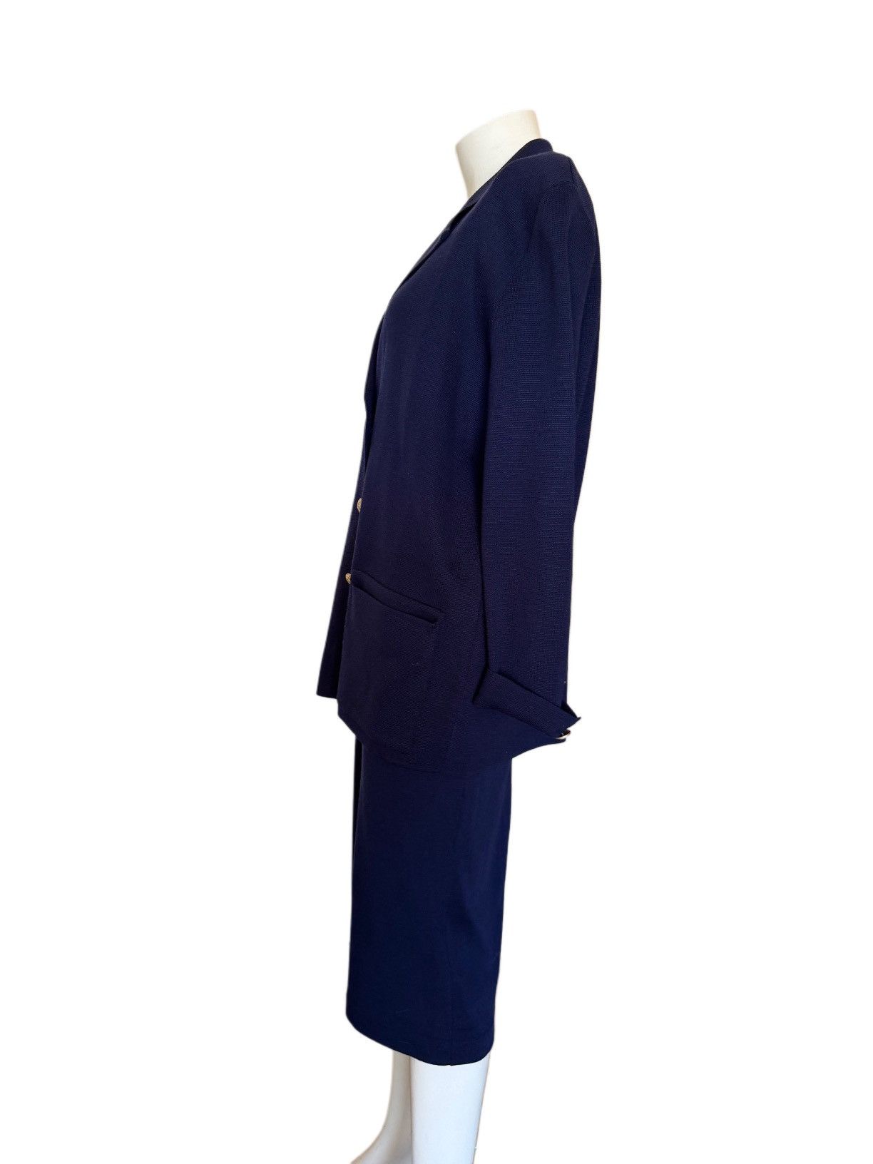 Vintage Bonnie blair navy blue blazer sweater coat skirt set 90’s Size 30" / US 8 / IT 44 - 2 Thumbnail