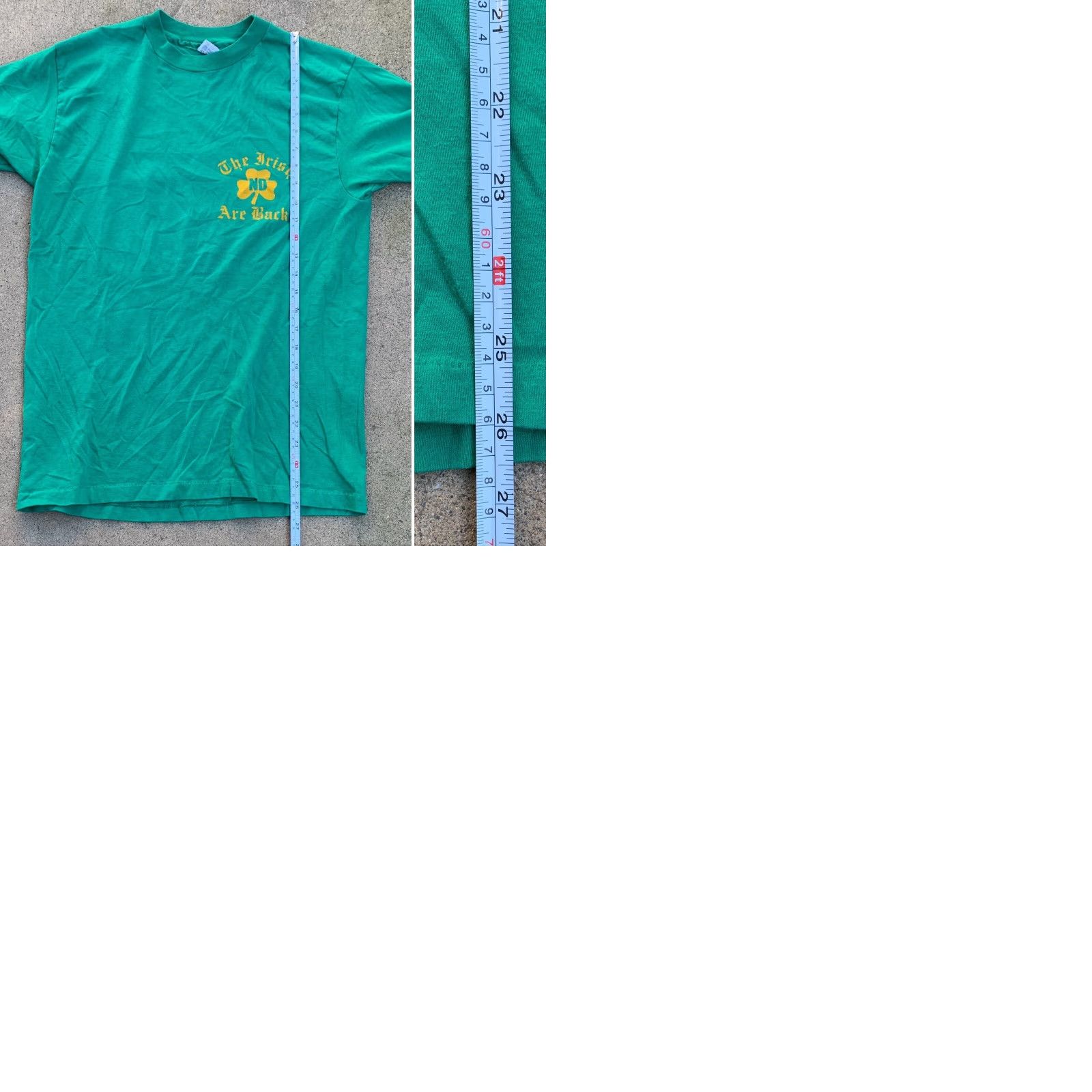 Hanes VINTAGE The Irish Are Back ND Notre Dame T Shirt Single Stitch USA Made Size L Mens Green 1980s Graphic Tee Shirt Size US L / EU 52-54 / 3 - 9 Thumbnail
