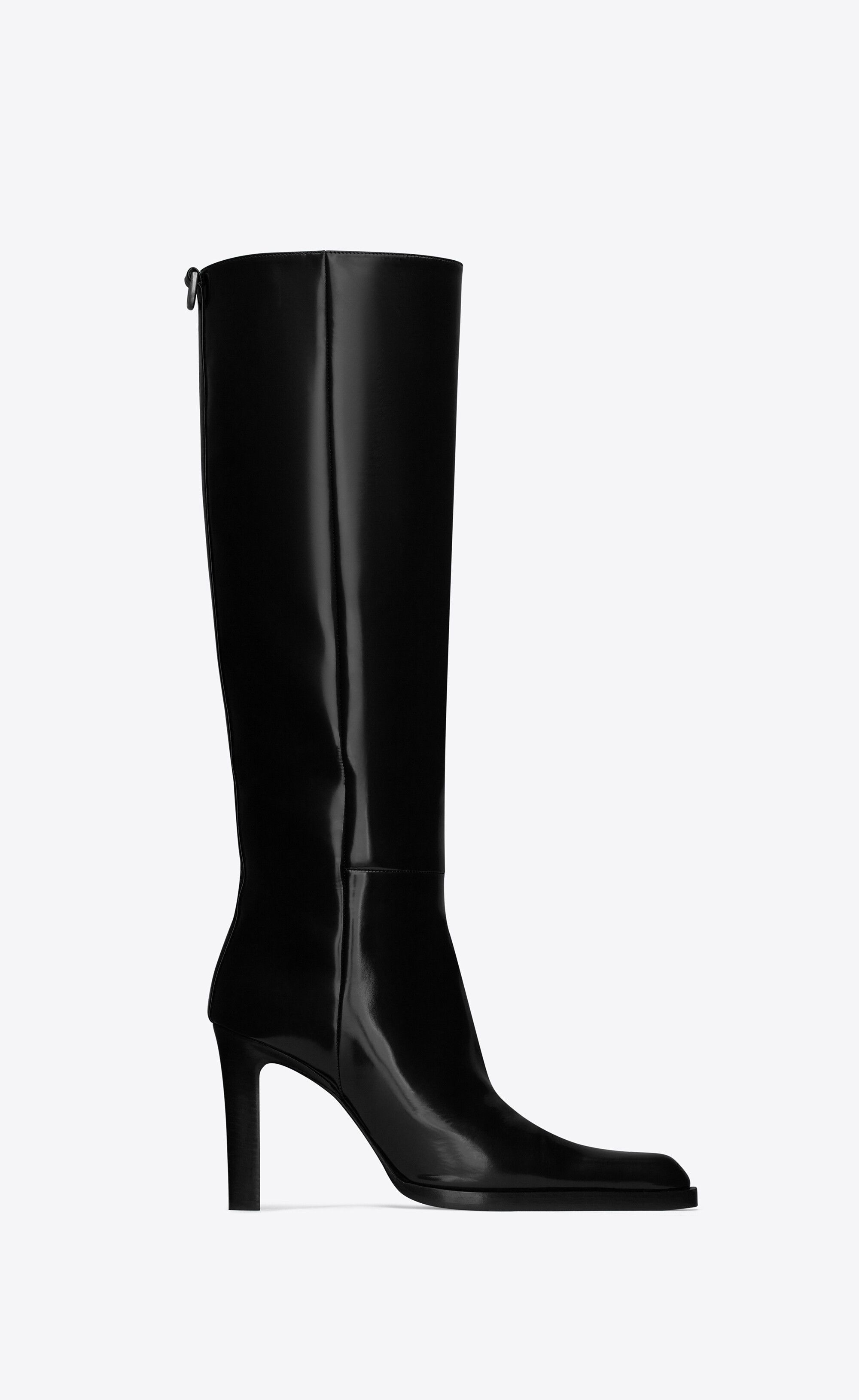 Saint Laurent Paris oc11z1125 Nina High Boots in Glazed Calfskin in Black Size US 7 / IT 37 - 1 Thumbnail