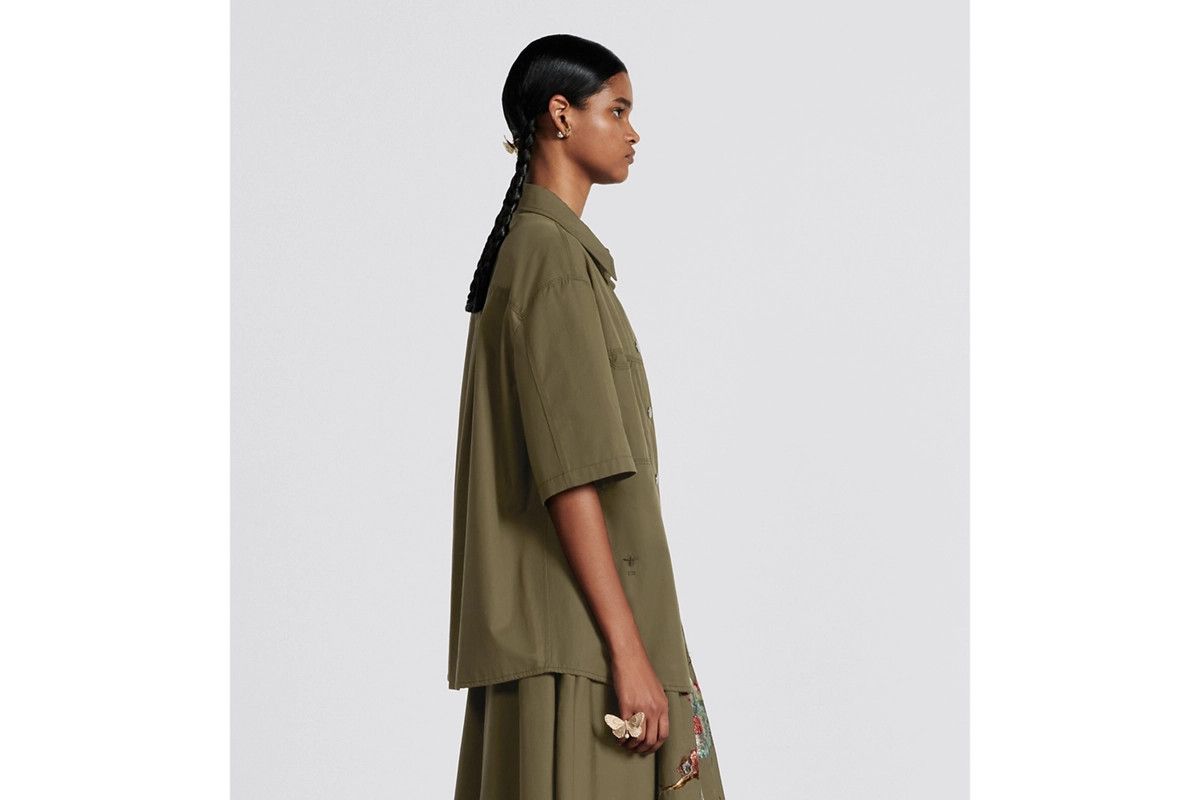 Dior o1bcso1str0225 Short-Sleeved Blouse in Khaki Size M / US 6-8 / IT 42-44 - 5 Thumbnail