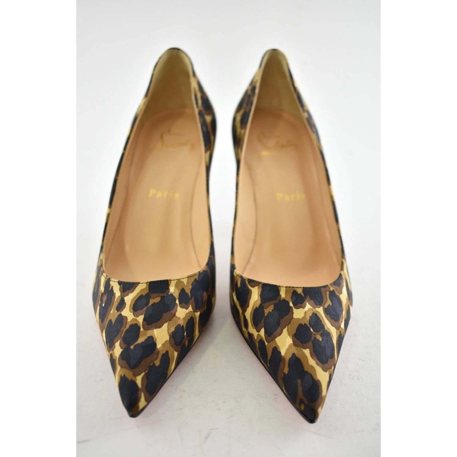 Christian Louboutin Christian Louboutin Clare 80 Soie Leopard Brown Black Silk Size US 6 / IT 36 - 3 Thumbnail