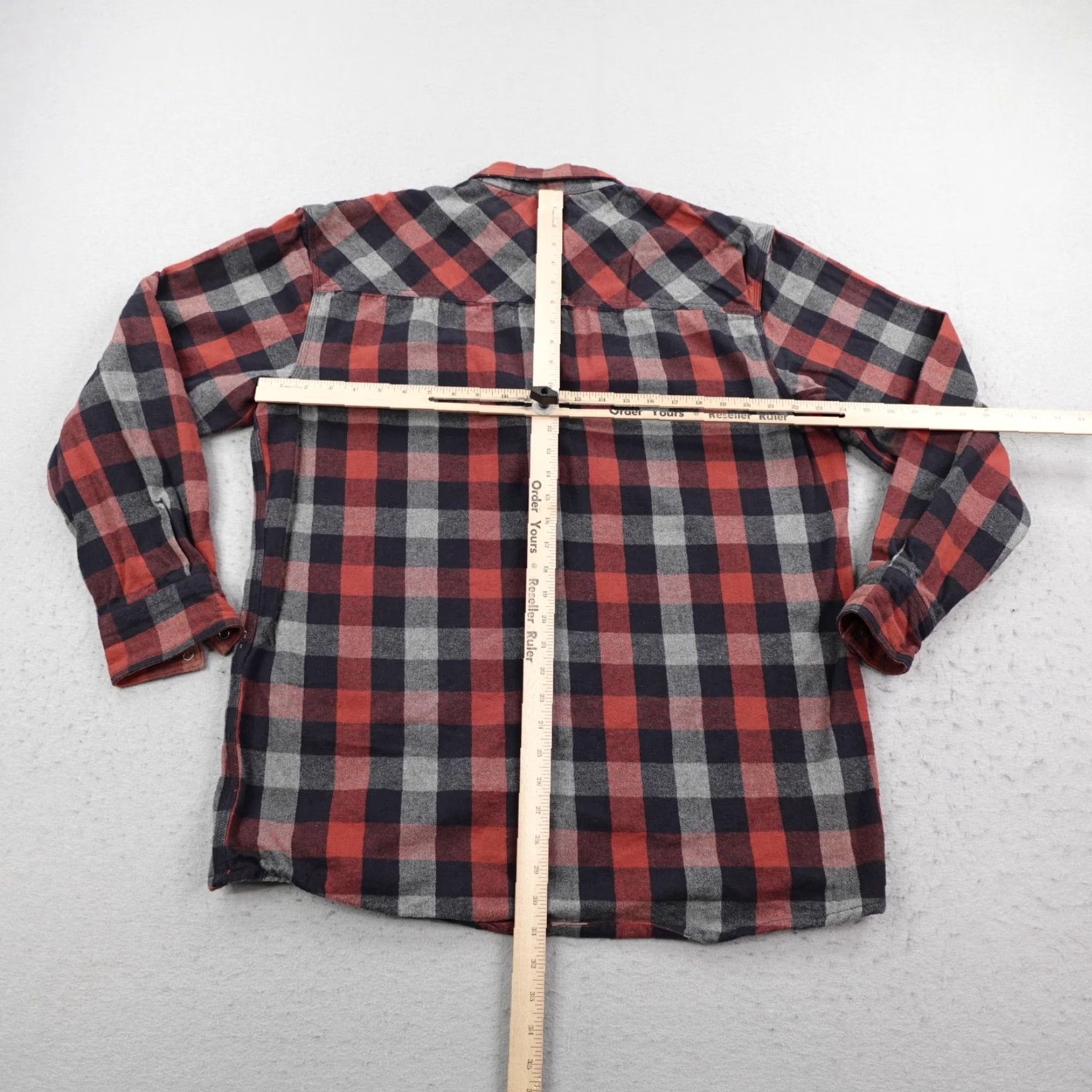 Vintage FiveBrother Shirt Men Large Red Gray Plaid Flannel Pearl Snap Overshirt Shacket Button-Up Outdoor Mens Size US L / EU 52-54 / 3 - 6 Thumbnail