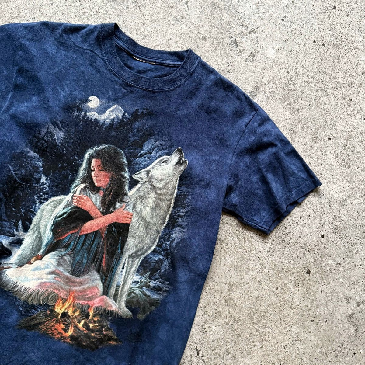 Other The Mountain Mens Blue Tie Dye Native American Wolf TShirt Size US M / EU 48-50 / 2 - 3 Thumbnail