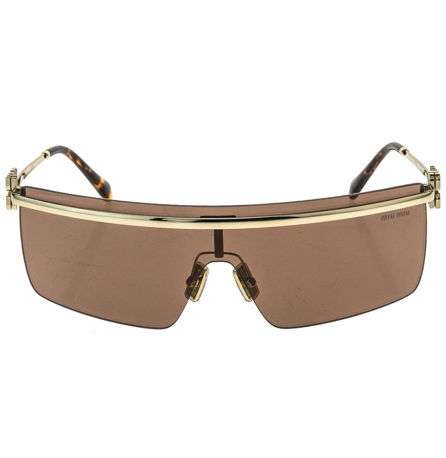 Miu Miu MIU MIU MU50ZS GLIPMSE LOGO 50Z Gold Brown Logo Mask Luxury Size ONE SIZE - 9 Thumbnail
