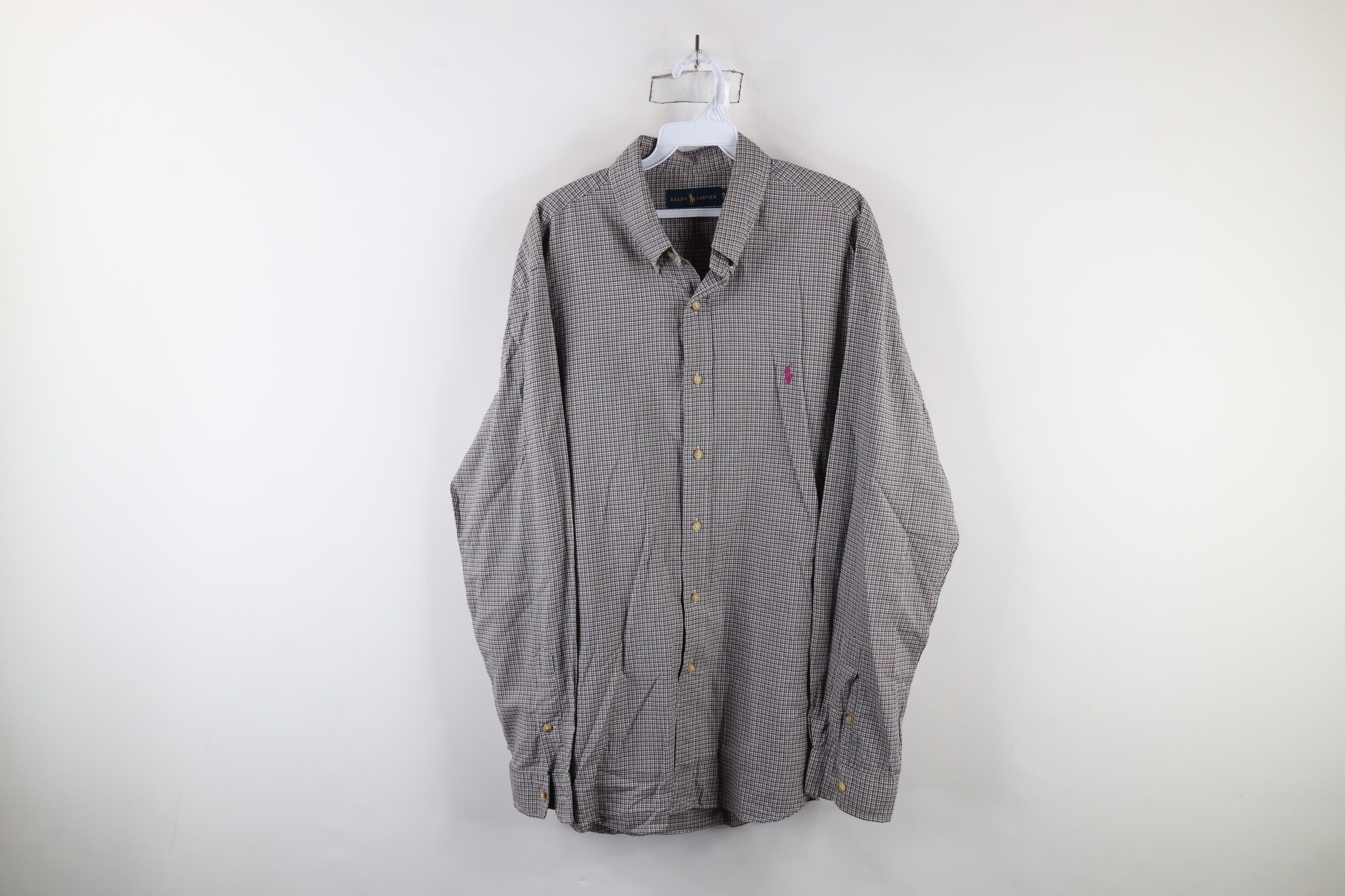 Ralph Lauren × Vintage Vintage Ralph Lauren Plaid Collared Button Down Shirt Cotton Size US XL / EU 56 / 4 - 1 Thumbnail