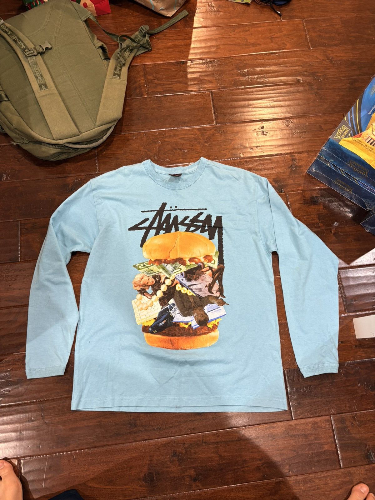 Stussy Long sleeve blue stussy burger vintage Size US L / EU 52-54 / 3 - 1 Thumbnail