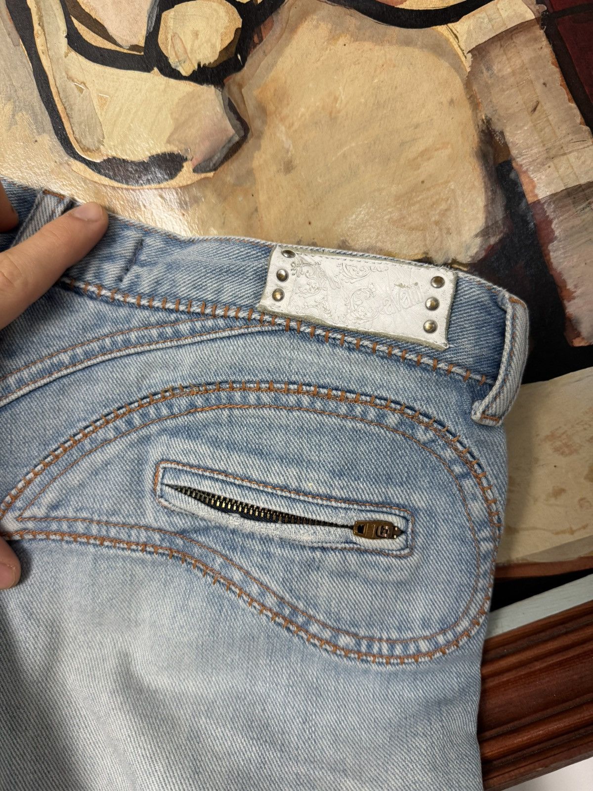 Roberto Cavalli Just Cavalli Flared Jeans Denim Pant Vintage Y2k Avant Garde Size 27" / US 4 / IT 40 - 3 Thumbnail