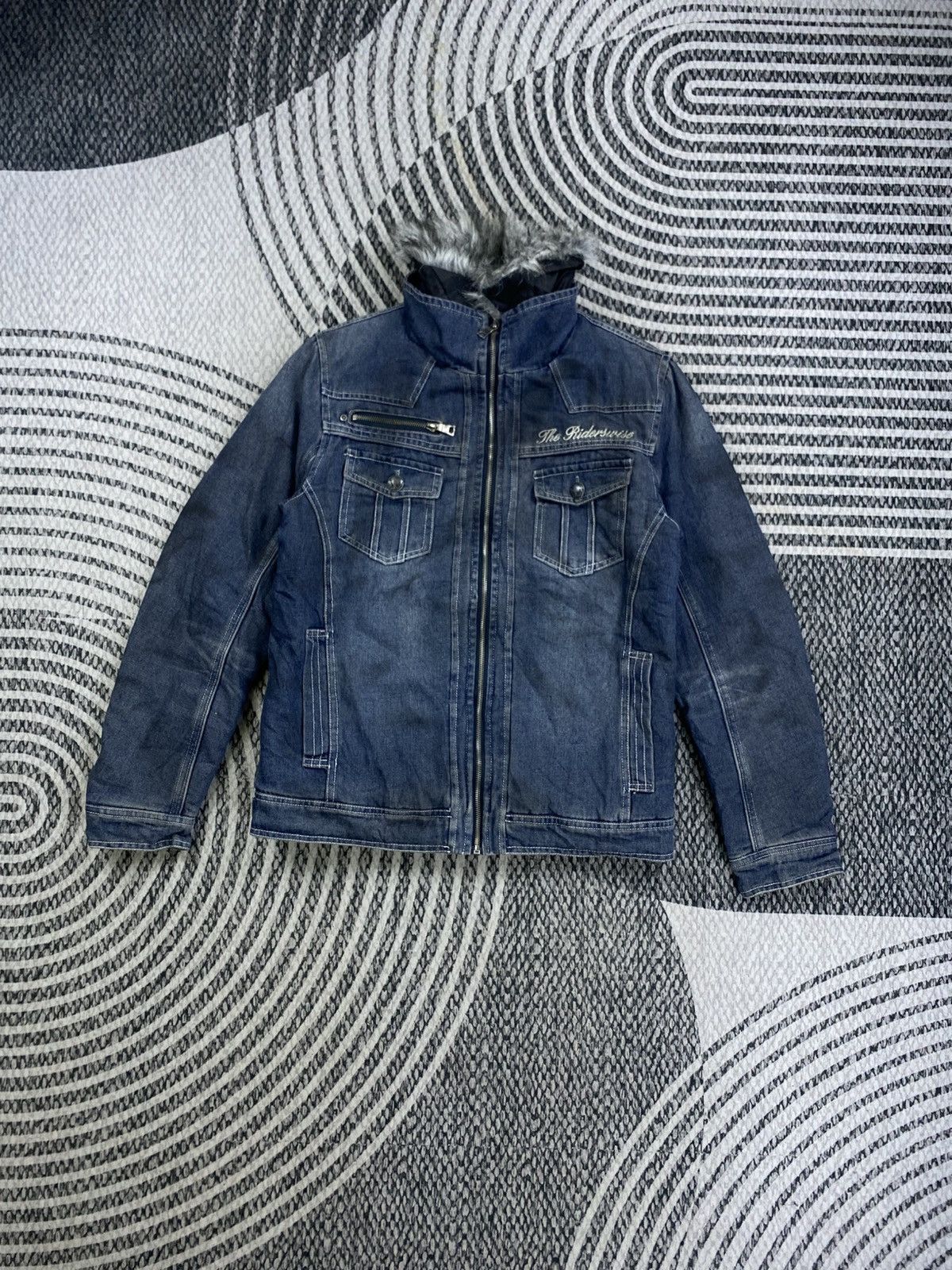 In The Attic Vintage In The Attic Denim Fur Bikers Jacket Size US M / EU 48-50 / 2 - 2 Thumbnail