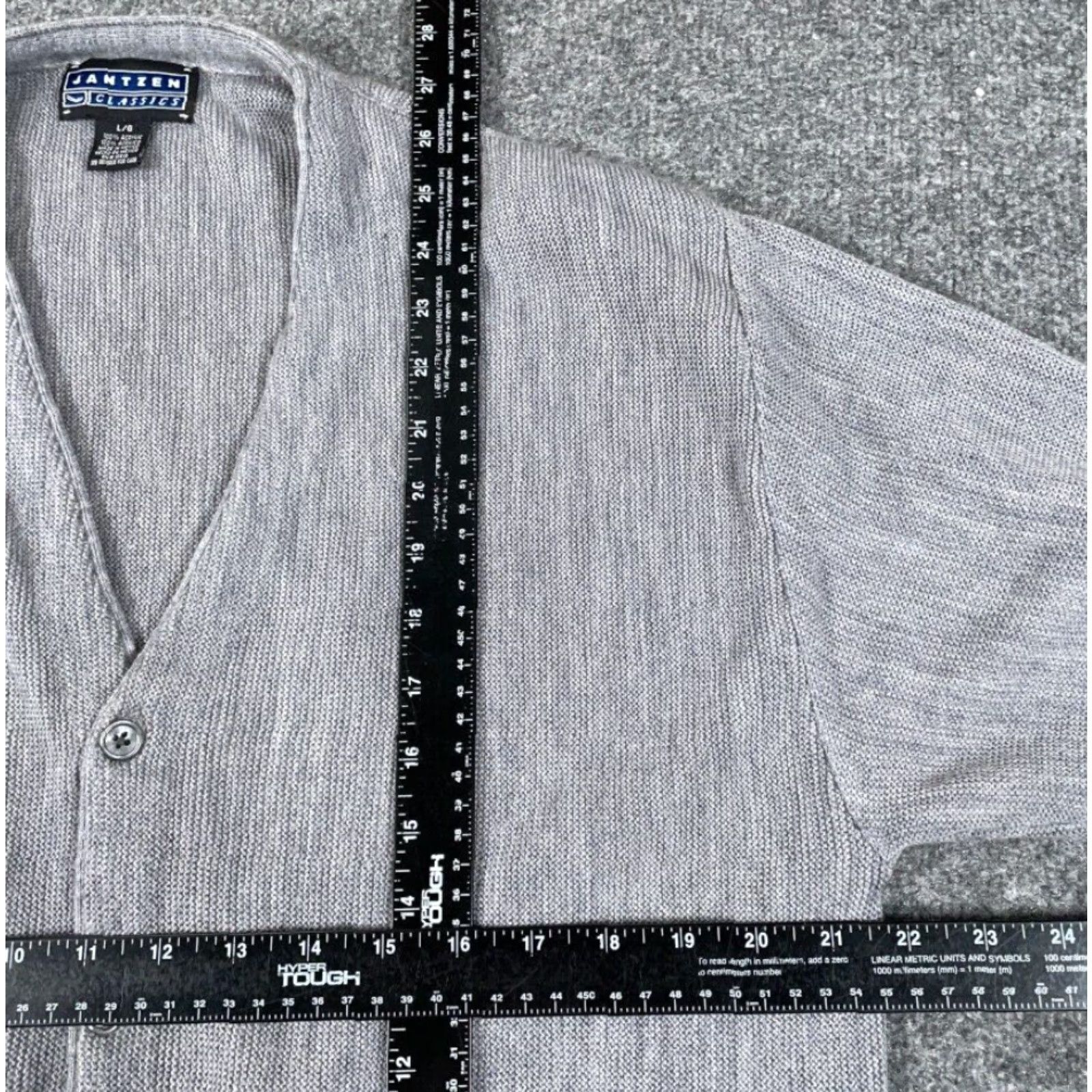 Jantzen VINTAGE Jantzen Cardigan Sweater Adult Large Gray Lightweight Knit 80s 90s Mens Size US L / EU 52-54 / 3 - 4 Thumbnail
