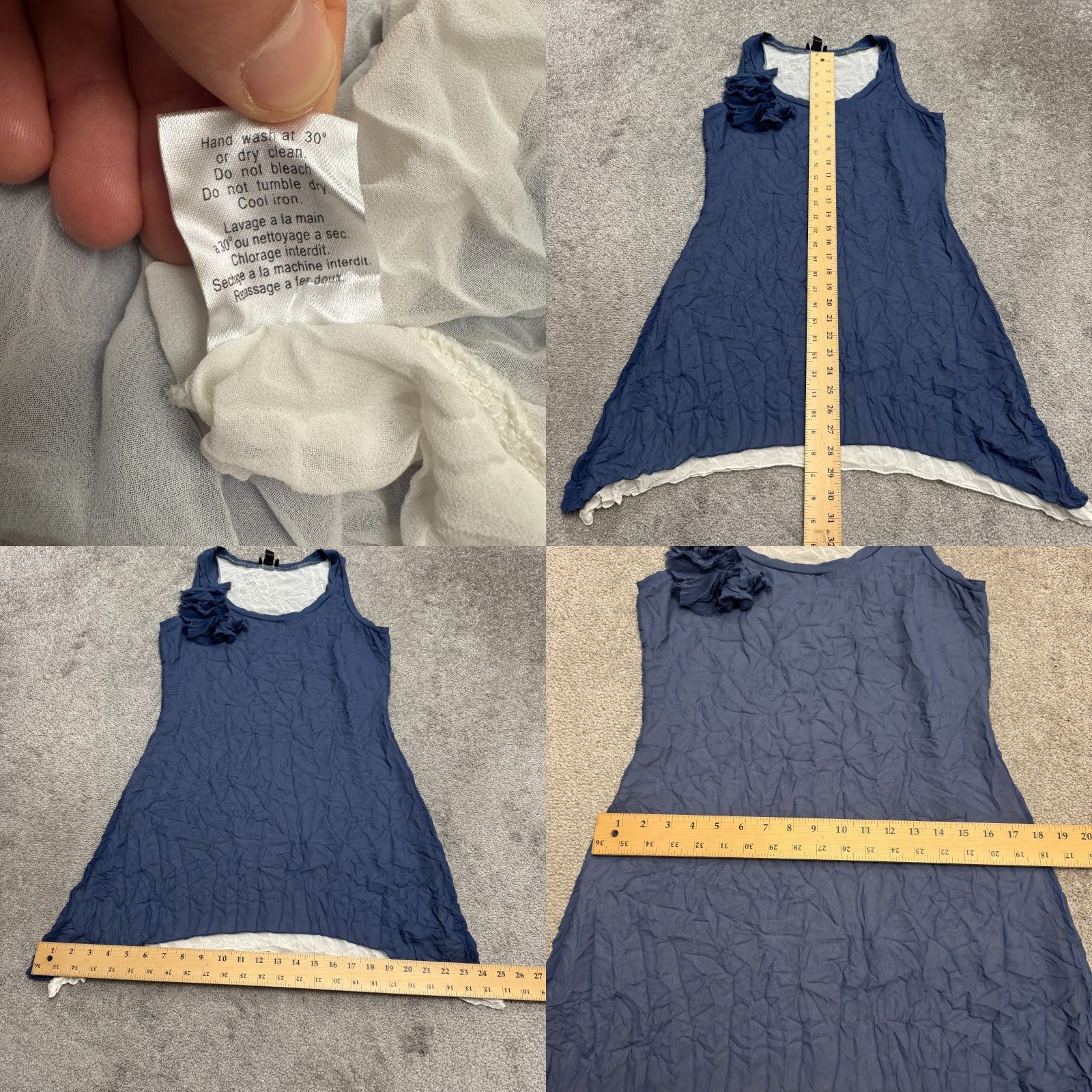 Vintage Ronen Chen Layered Tunic Tank Top Womens 4 Blue Asymmetrical Flower Chiffon Sleeveless Strappy Shoulder Wide Strap Tank Size S / US 4 / IT 40 - 8 Thumbnail